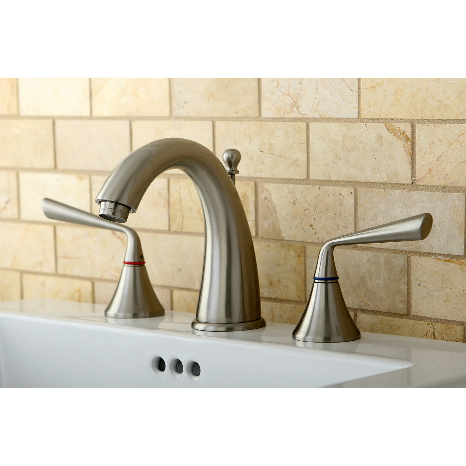 Kingston Tulare KS2978ZL - Silver Sage Two-Handle 3-Hole Deck Mount Widespread Bathroom Faucet with Brass Pop-Up, Brushed Nickel - Image 3