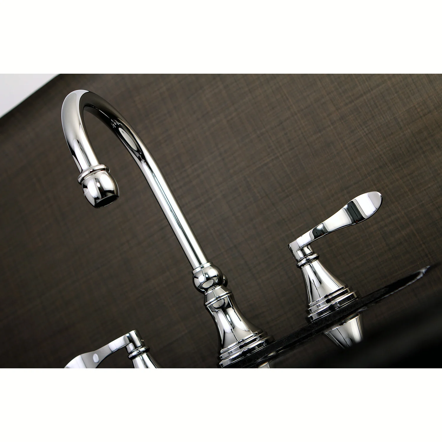 Kingston Tulare KS2981DFL - NuFrench Two-Handle 3-Hole Deck Mount Widespread Bathroom Faucet with Brass Pop-Up, Polished Chrome - Image 5