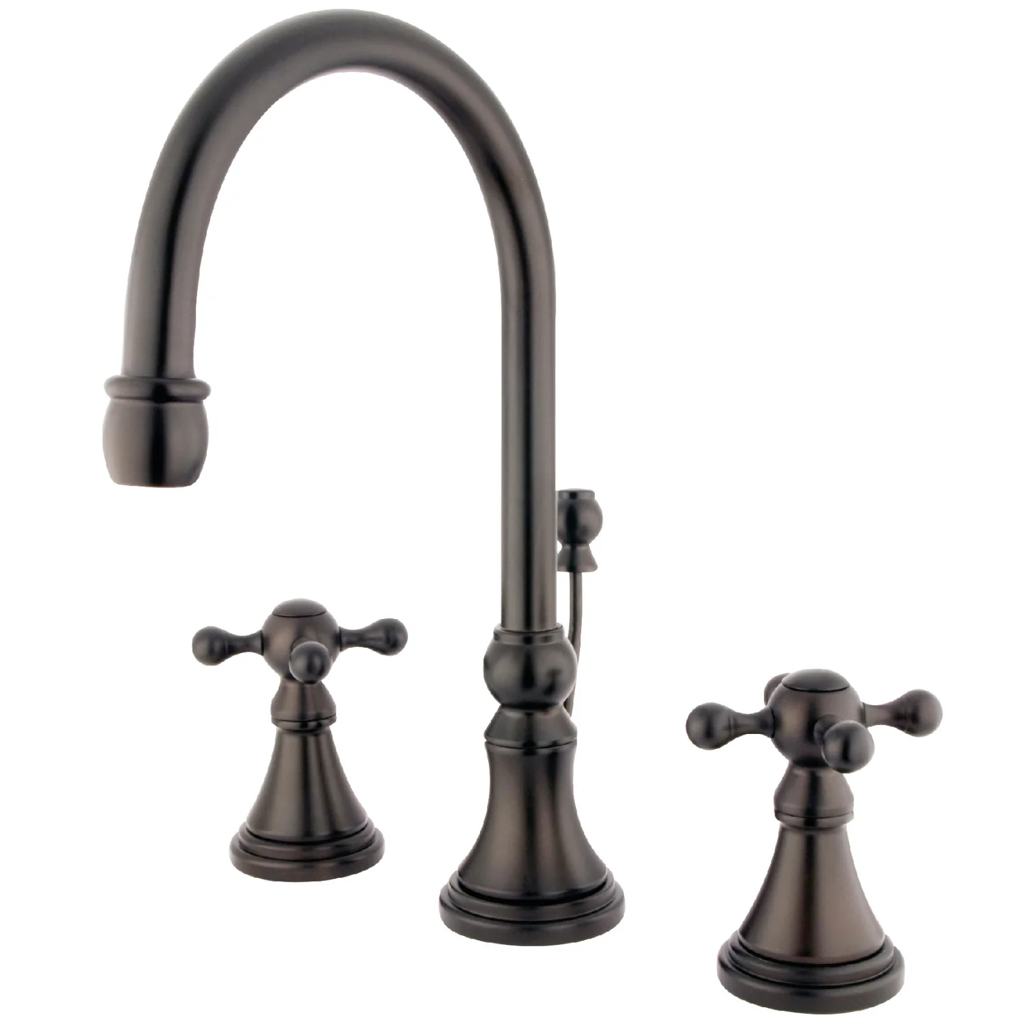 Kingston Tulare KS2985KX - Governor Two-Handle 3-Hole Deck Mount Widespread Bathroom Faucet with Brass Pop-Up, Oil Rubbed Bronze