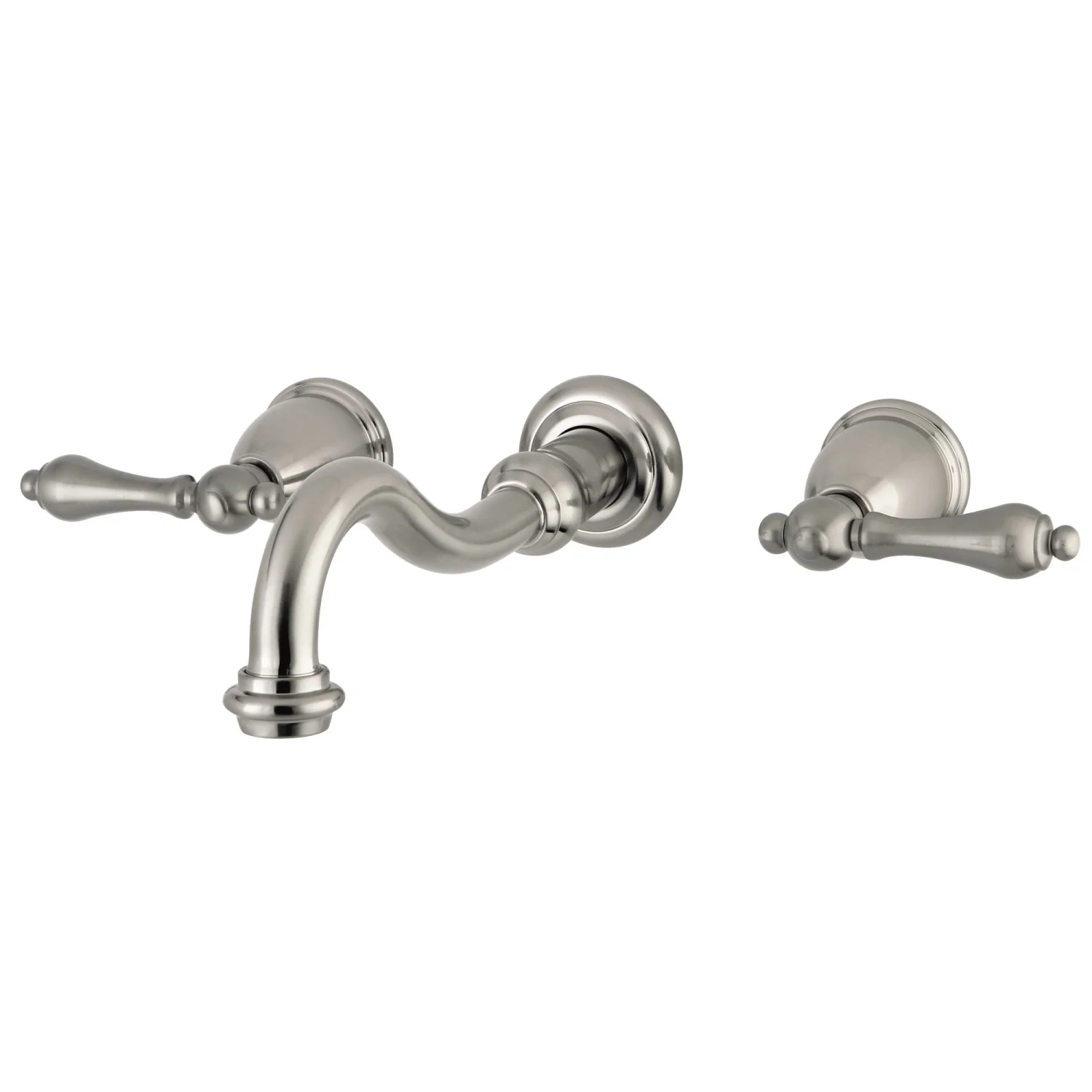 Kingston Heirloom KS3028AL - Restoration Two-Handle 3-Hole Wall Mount Tub Faucet, Brushed Nickel