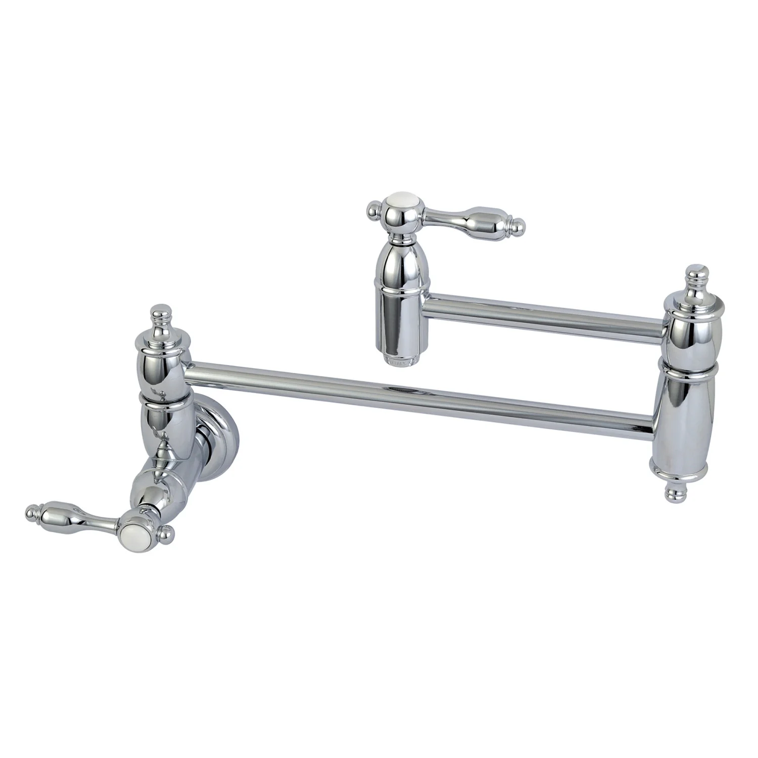 Kingston Heirloom KS3101TAL - Tudor Two-Handle 1-Hole Wall Mount Pot Filler Faucet, Polished Chrome
