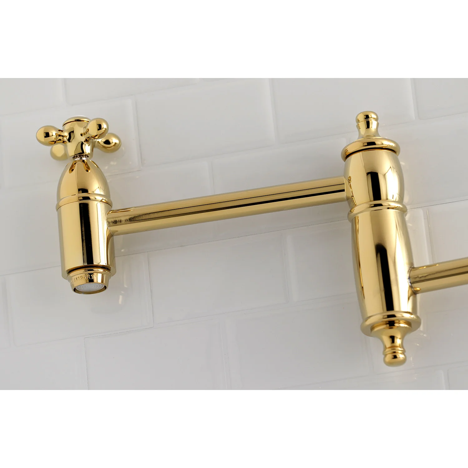 Kingston Heirloom KS3102AX - Restoration Two-Handle 1-Hole Wall Mount Pot Filler Faucet, Polished Brass - Image 3