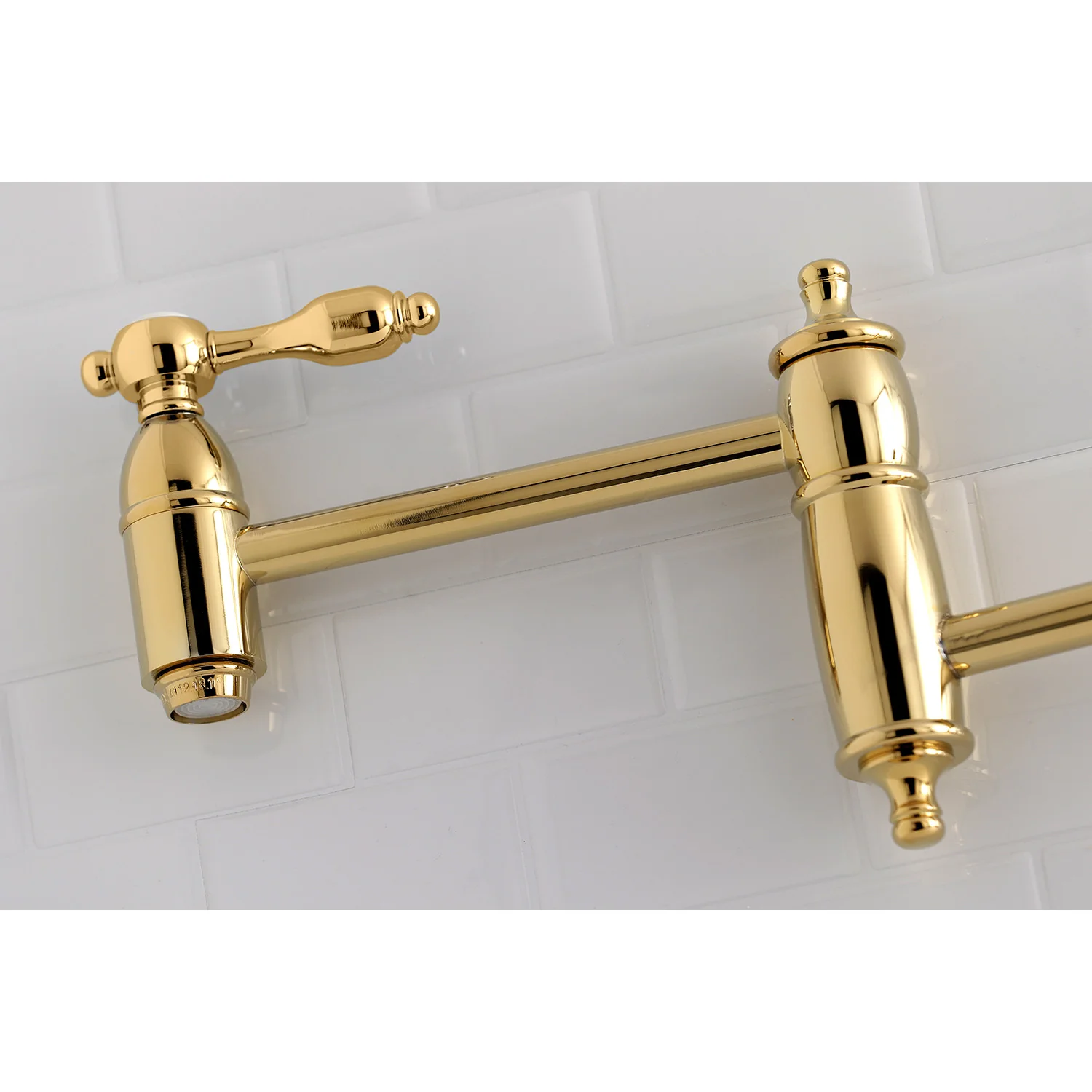 Kingston Heirloom KS3102TAL - Tudor Two-Handle 1-Hole Wall Mount Pot Filler Faucet, Polished Brass - Image 3