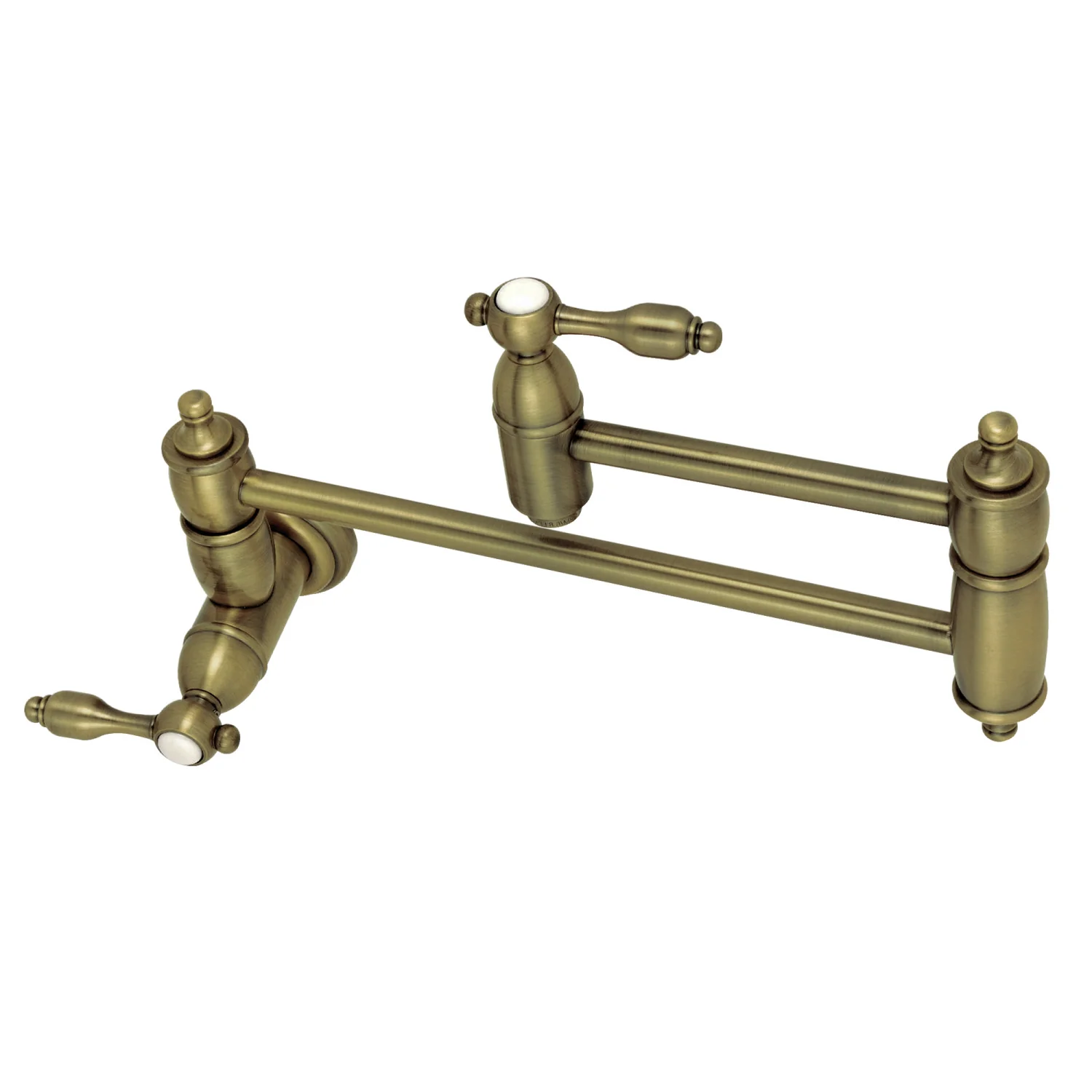 Kingston Heirloom KS3103TAL - Tudor Two-Handle 1-Hole Wall Mount Pot Filler Faucet, Antique Brass