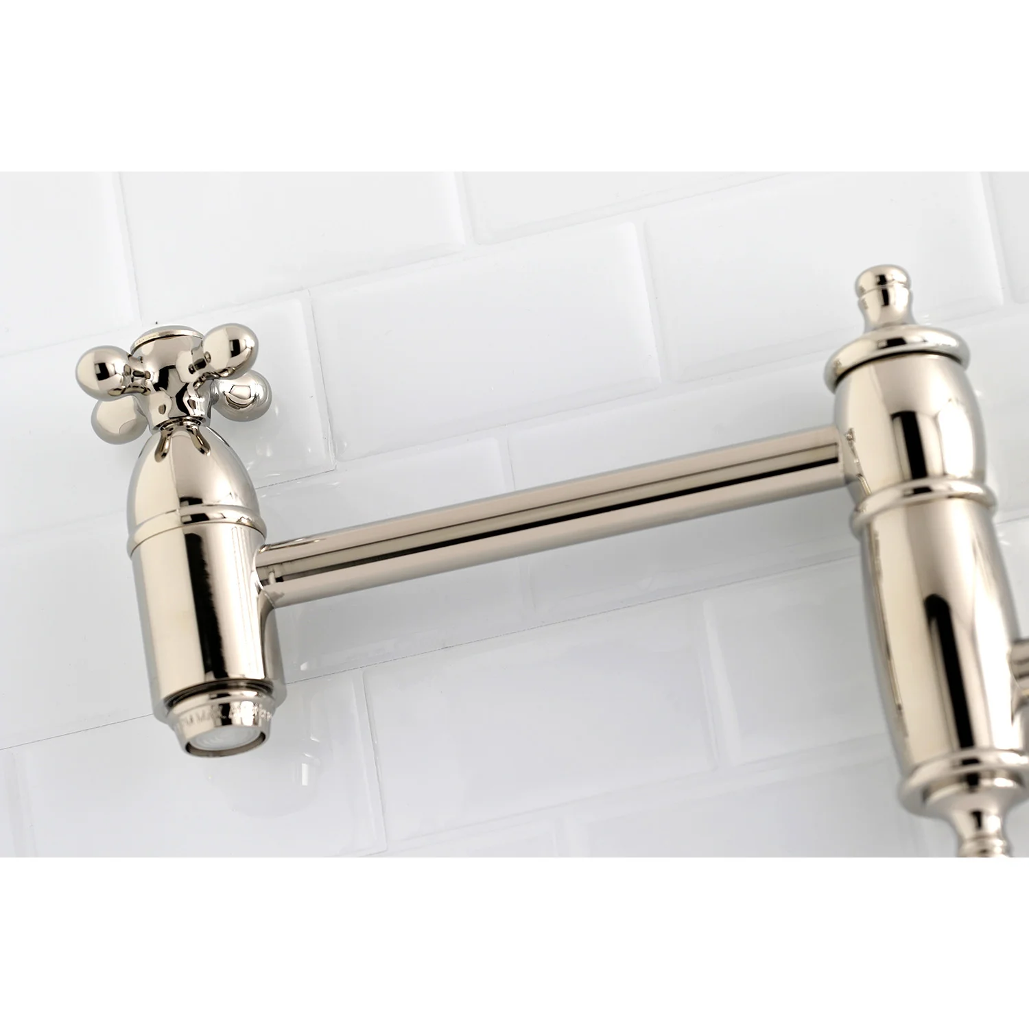 Kingston Heirloom KS3106AX - Restoration Two-Handle 1-Hole Wall Mount Pot Filler Faucet, Polished Nickel - Image 3