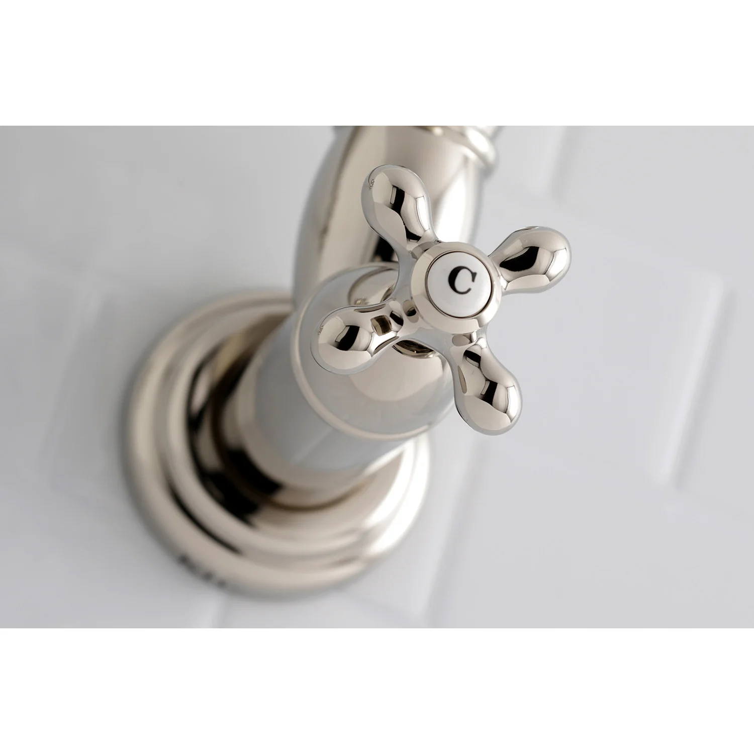 Kingston Heirloom KS3106AX - Restoration Two-Handle 1-Hole Wall Mount Pot Filler Faucet, Polished Nickel - Image 4