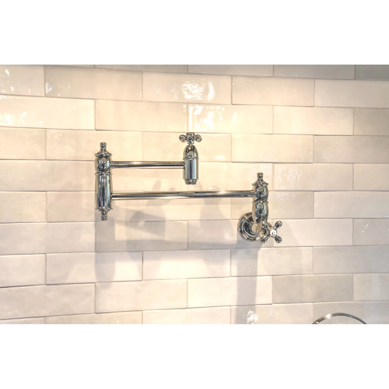 Kingston Heirloom KS3106AX - Restoration Two-Handle 1-Hole Wall Mount Pot Filler Faucet, Polished Nickel - Image 7