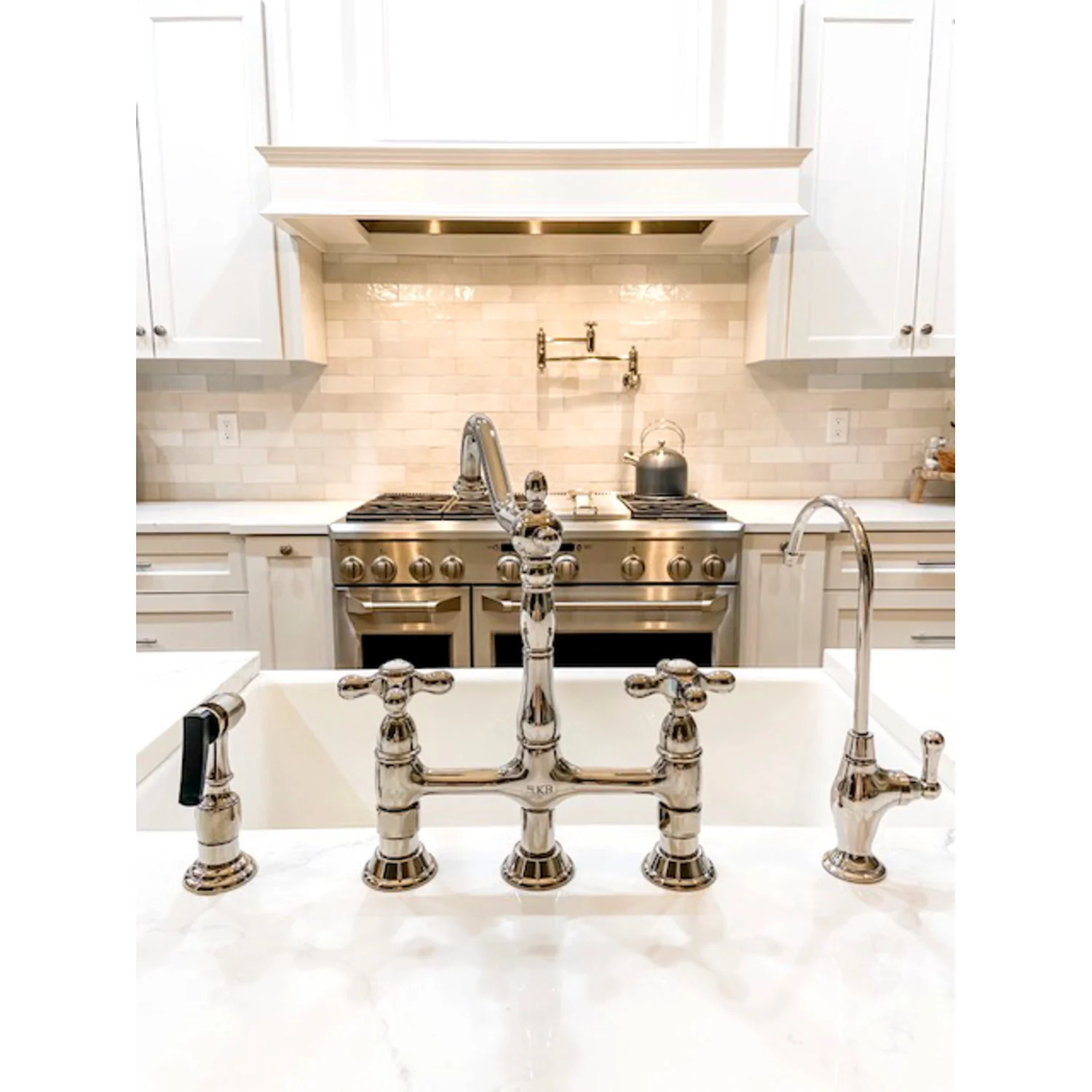Kingston Heirloom KS3106AX - Restoration Two-Handle 1-Hole Wall Mount Pot Filler Faucet, Polished Nickel - Image 8