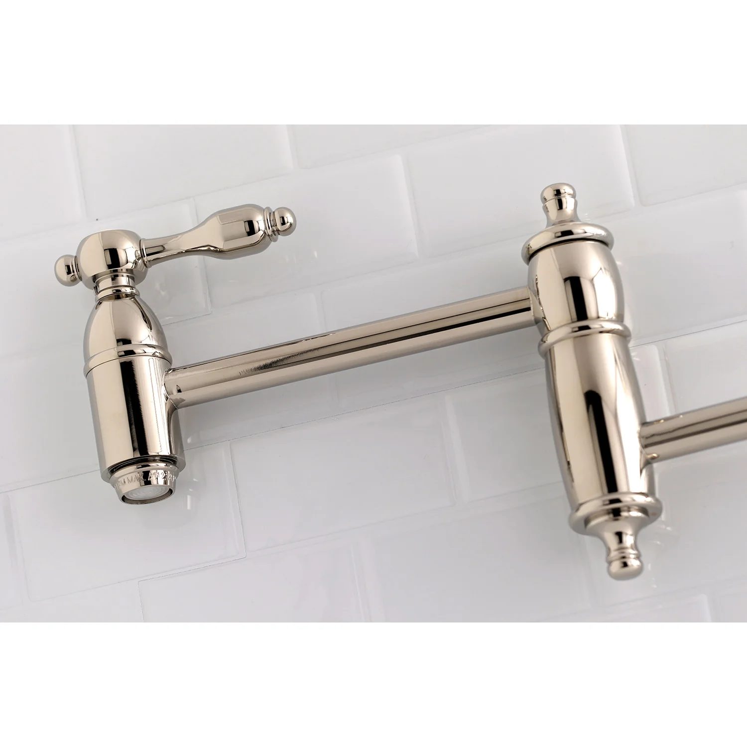 Kingston Heirloom KS3106TAL - Tudor Two-Handle 1-Hole Wall Mount Pot Filler Faucet, Polished Nickel - Image 3