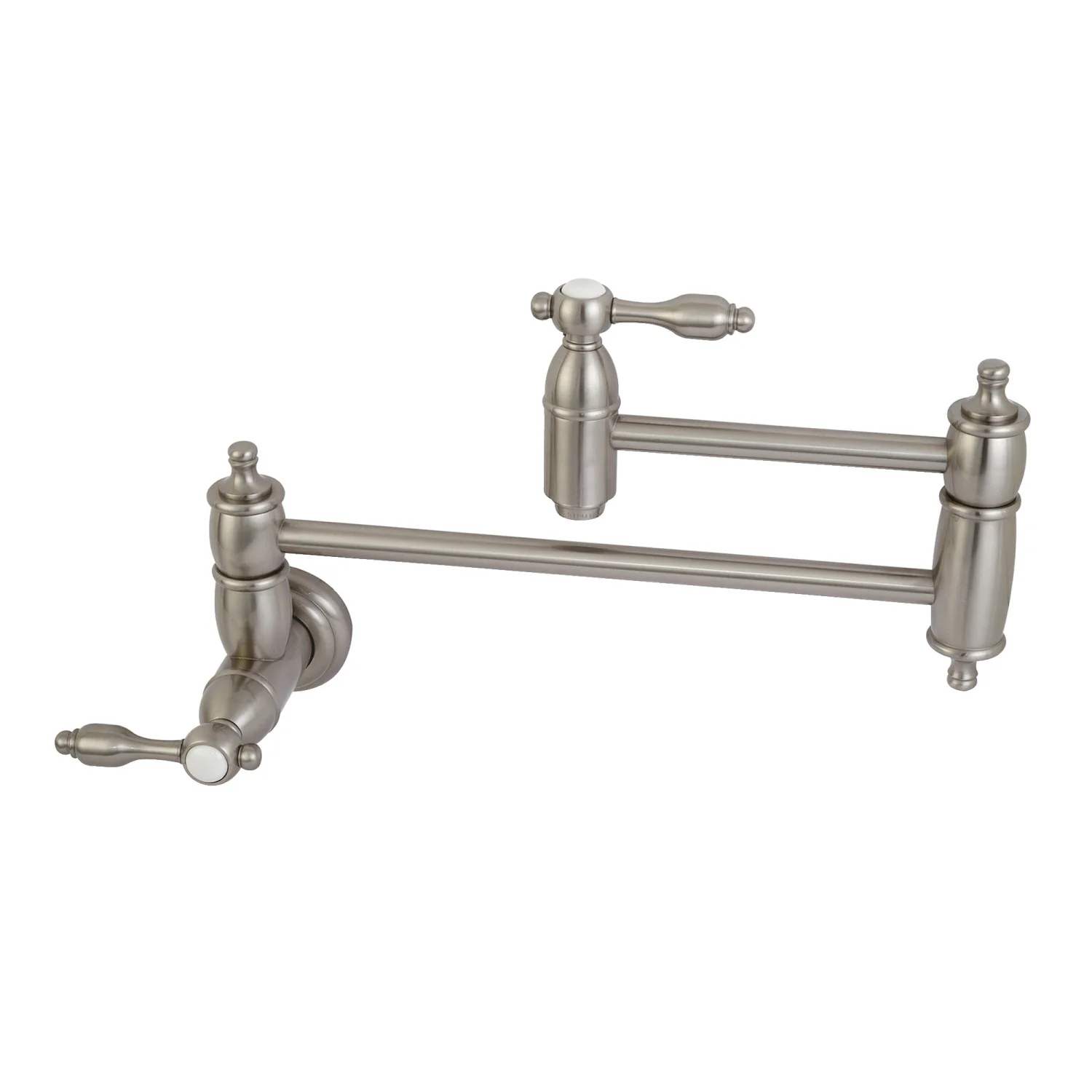 Kingston Heirloom KS3108TAL - Tudor Two-Handle 1-Hole Wall Mount Pot Filler Faucet, Brushed Nickel