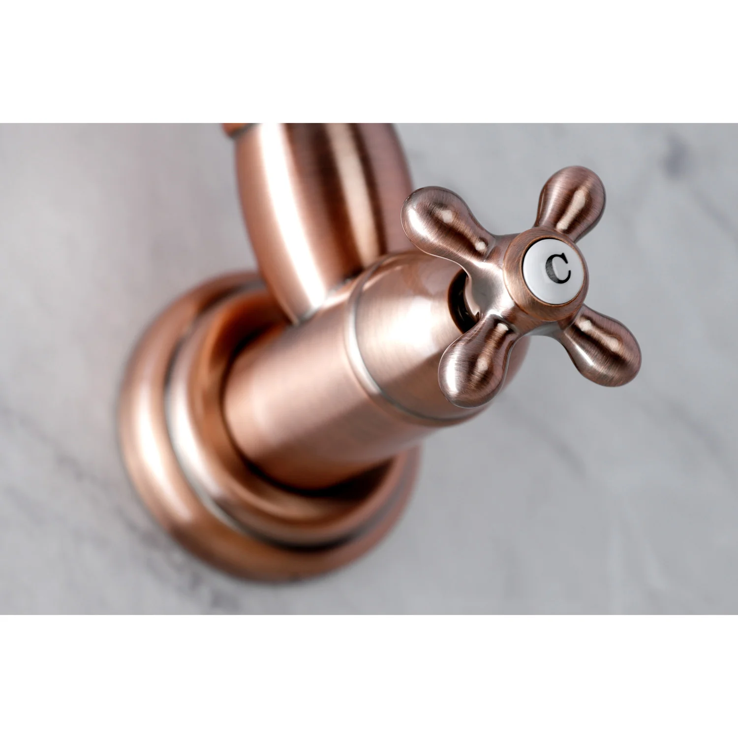 Kingston Heirloom KS310AXAC - Restoration Two-Handle 1-Hole Wall Mount Pot Filler Faucet, Antique Copper - Image 5