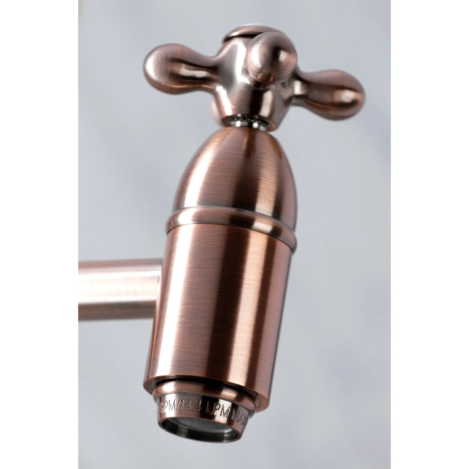 Kingston Heirloom KS310AXAC - Restoration Two-Handle 1-Hole Wall Mount Pot Filler Faucet, Antique Copper - Image 6