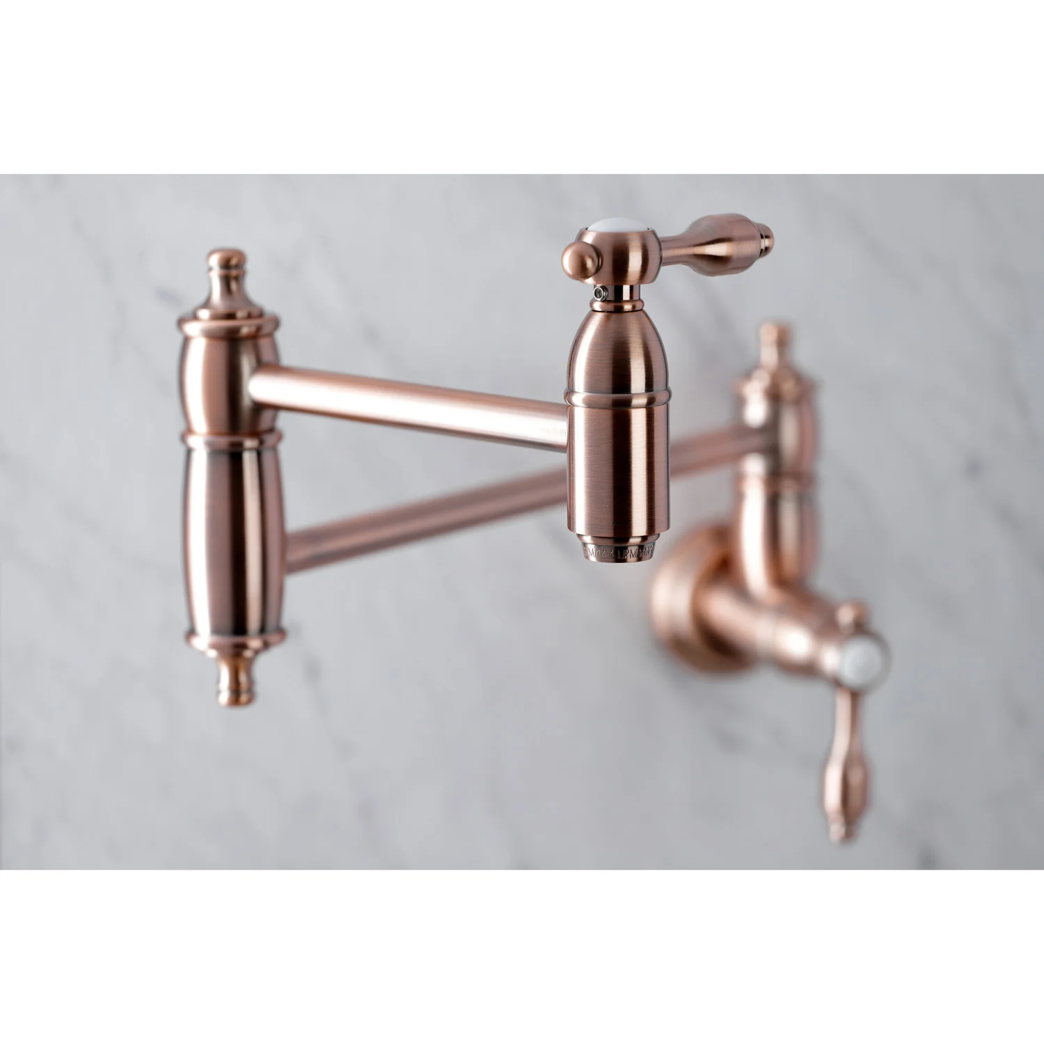 Kingston Heirloom KS310TALAC - Tudor Two-Handle 1-Hole Wall Mount Pot Filler Faucet, Antique Copper - Image 2