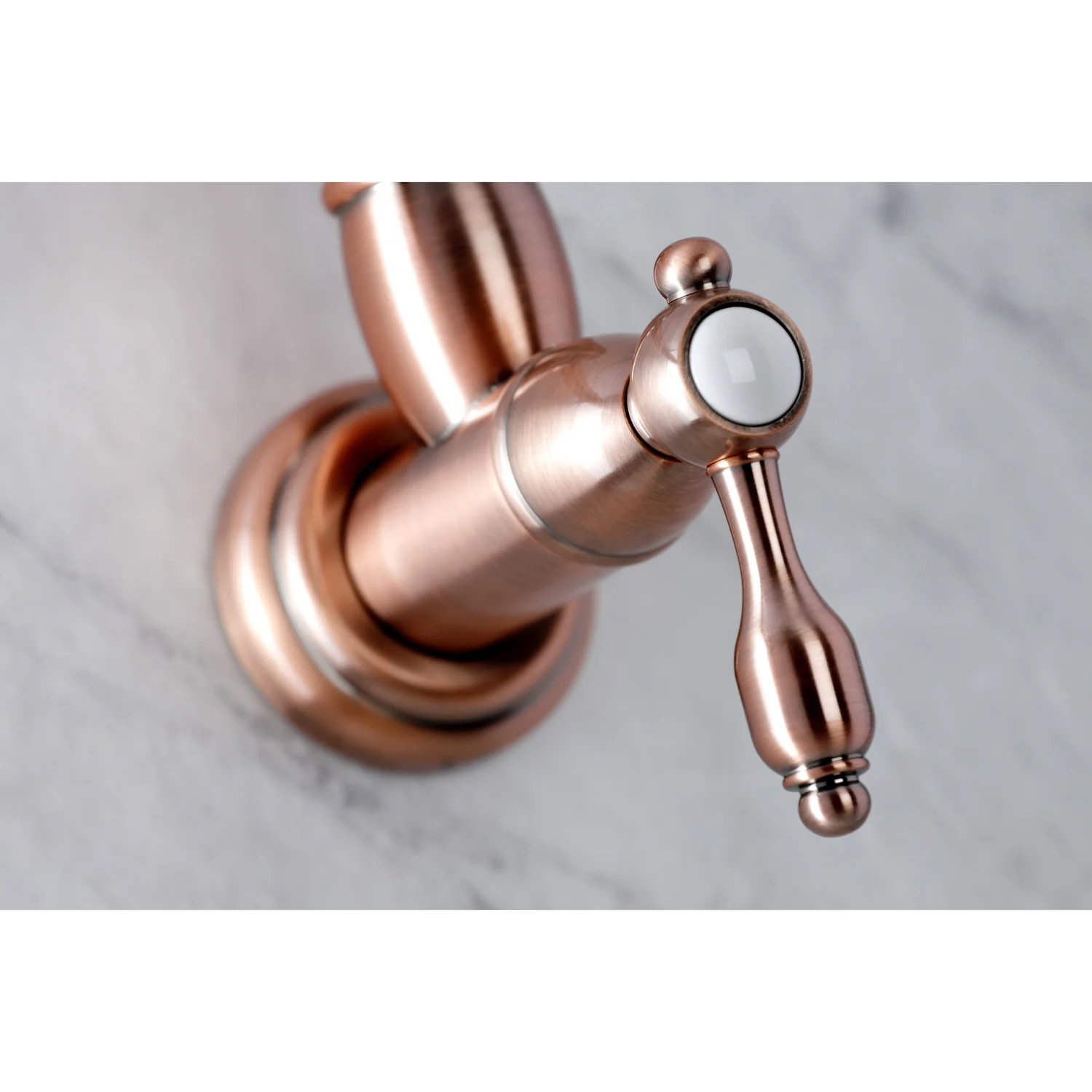 Kingston Heirloom KS310TALAC - Tudor Two-Handle 1-Hole Wall Mount Pot Filler Faucet, Antique Copper - Image 5