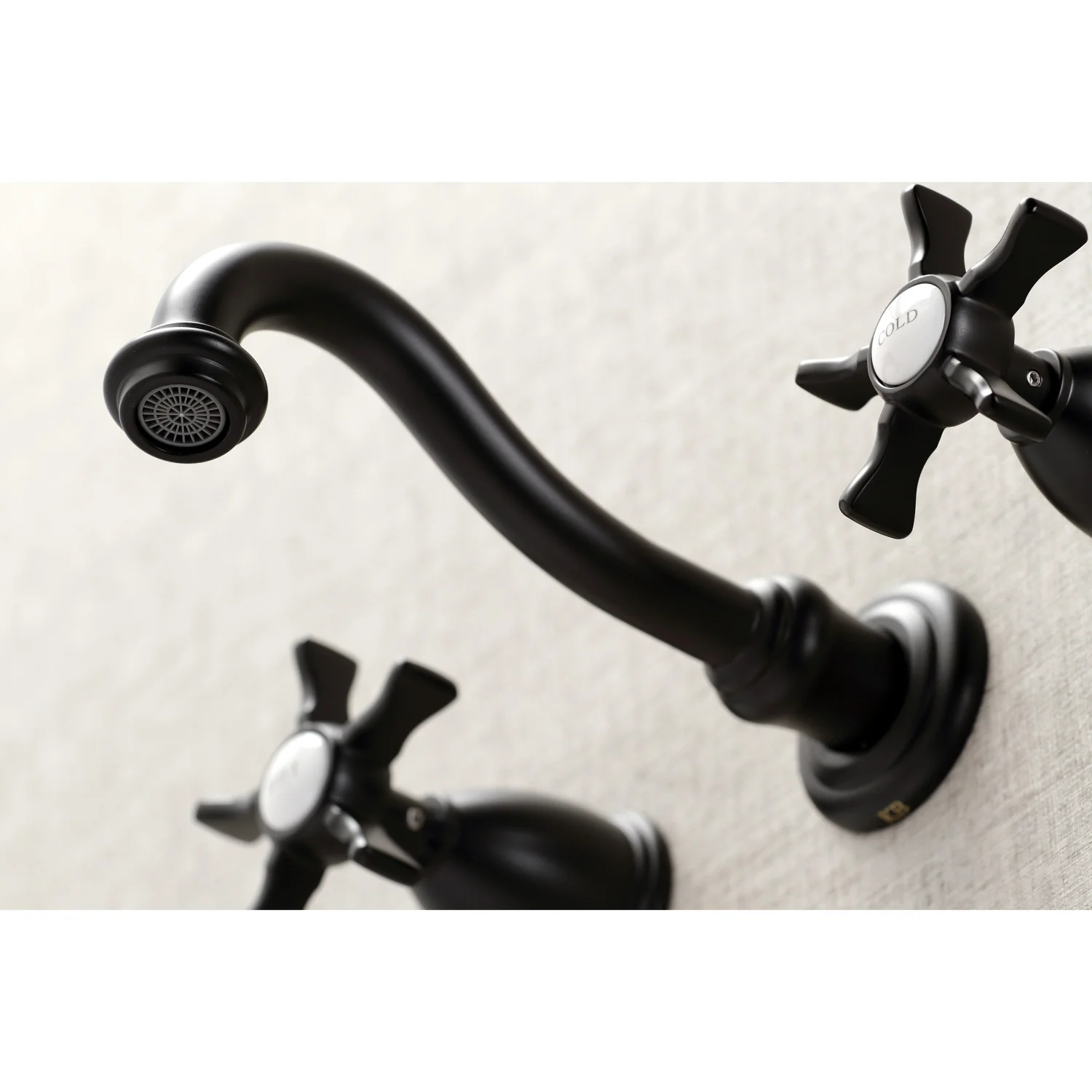 Kingston Heirloom KS3120NX - Hamilton Double-Handle 3-Hole Wall Mount Bathroom Faucet, Matte Black - Image 3