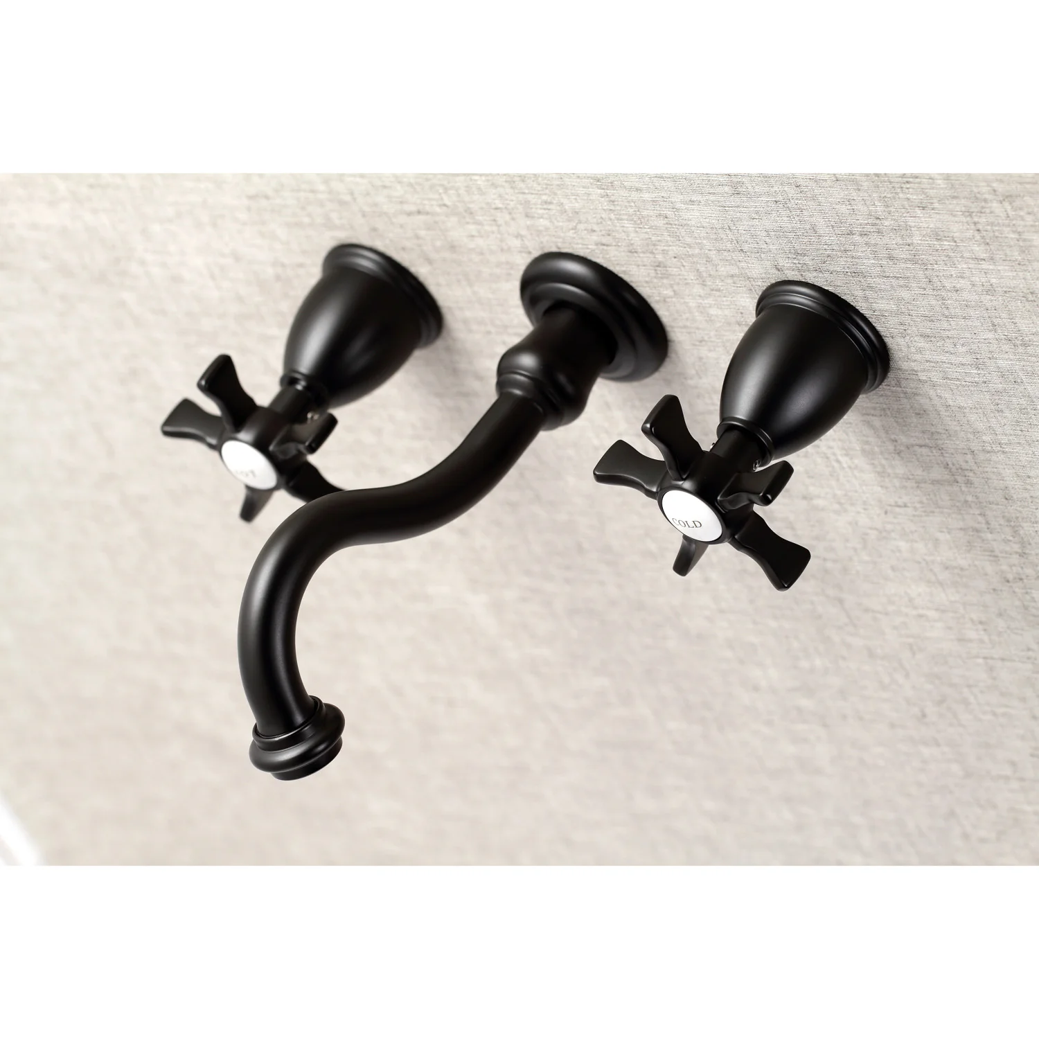 Kingston Heirloom KS3120NX - Hamilton Double-Handle 3-Hole Wall Mount Bathroom Faucet, Matte Black - Image 5