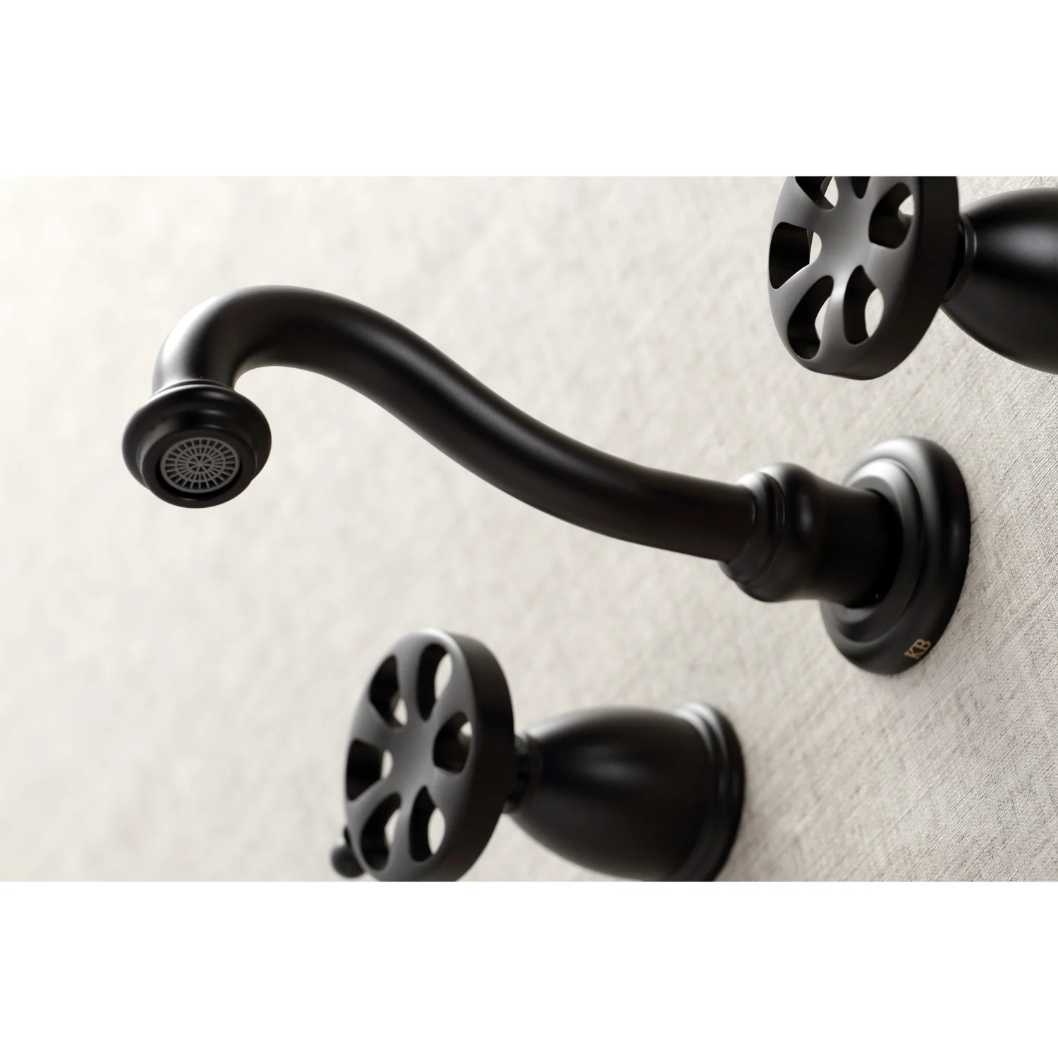 Kingston Tulare KS3120RX - Belknap Double-Handle 3-Hole Wall Mount Bathroom Faucet, Matte Black - Image 3