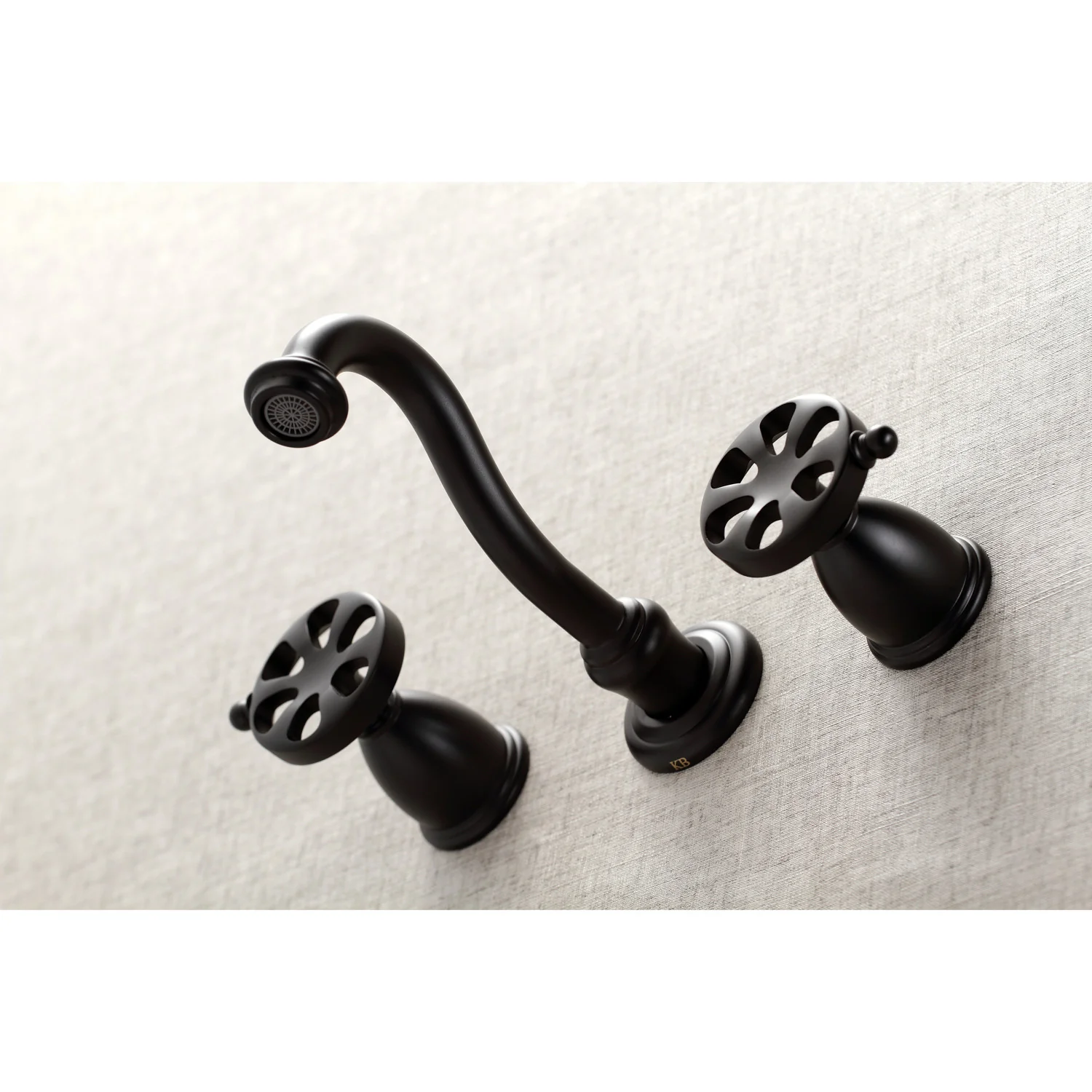 Kingston Tulare KS3120RX - Belknap Double-Handle 3-Hole Wall Mount Bathroom Faucet, Matte Black - Image 4