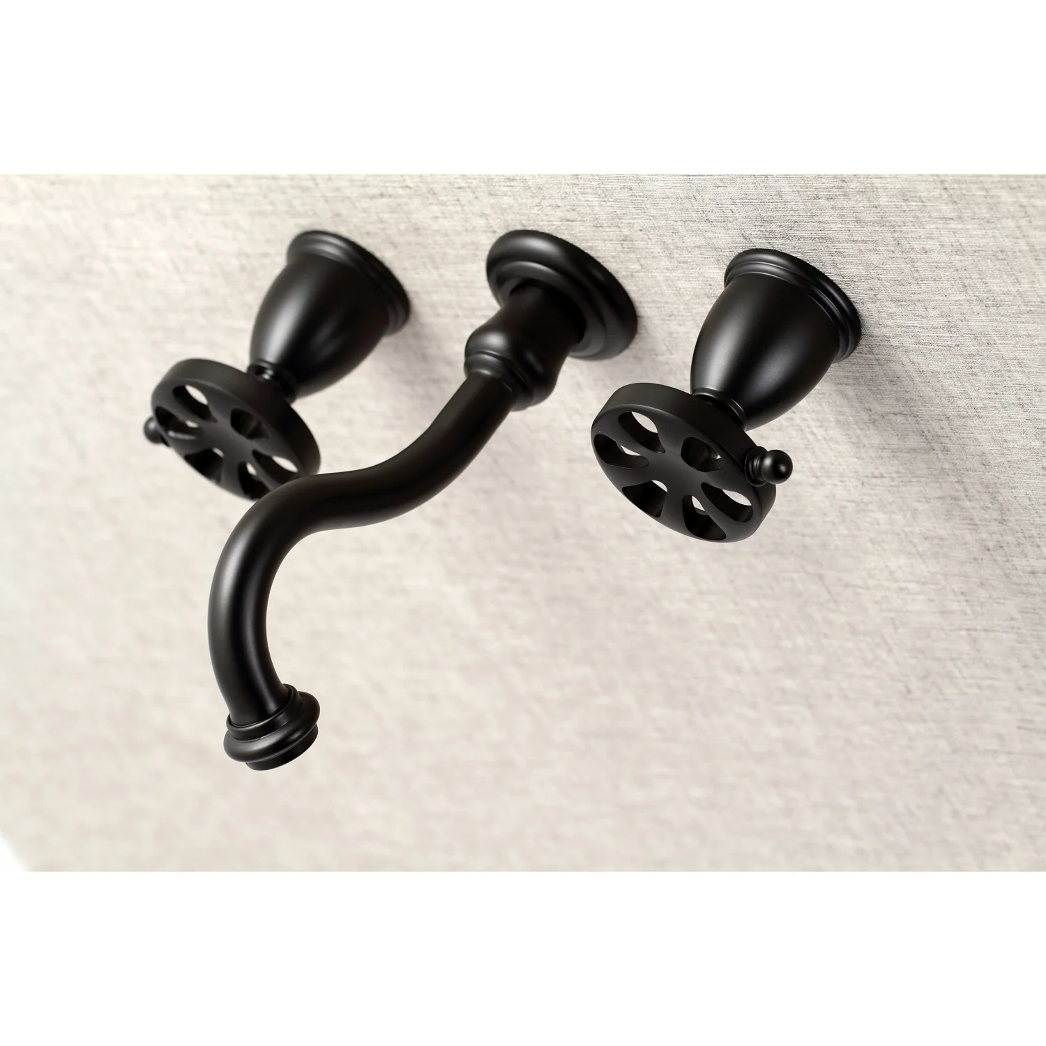 Kingston Tulare KS3120RX - Belknap Double-Handle 3-Hole Wall Mount Bathroom Faucet, Matte Black - Image 5