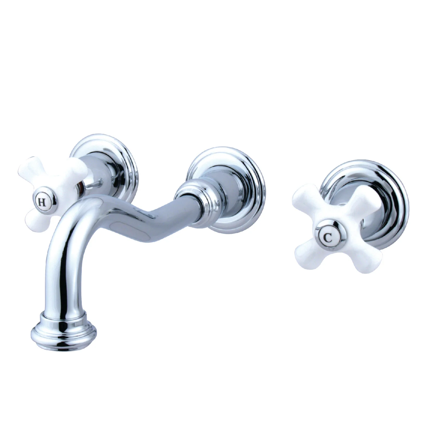 Kingston Heirloom KS3121PX - Vintage Double-Handle 3-Hole Wall Mount Bathroom Faucet, Polished Chrome