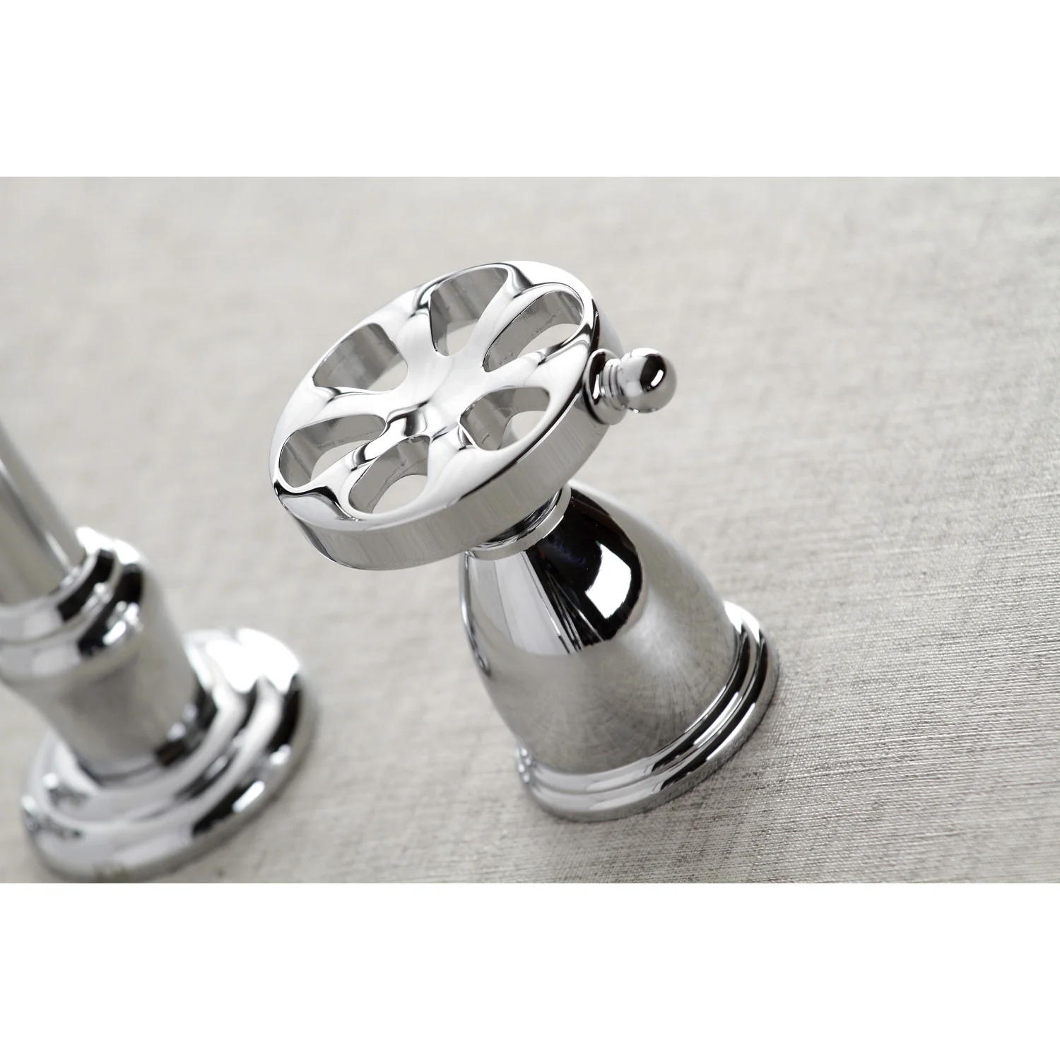 Kingston Tulare KS3121RX - Belknap Double-Handle 3-Hole Wall Mount Bathroom Faucet, Polished Chrome - Image 2