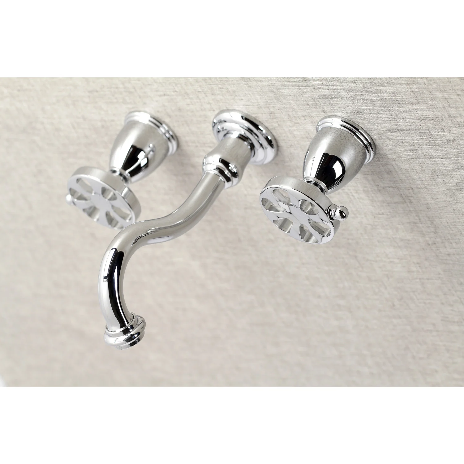 Kingston Tulare KS3121RX - Belknap Double-Handle 3-Hole Wall Mount Bathroom Faucet, Polished Chrome - Image 5