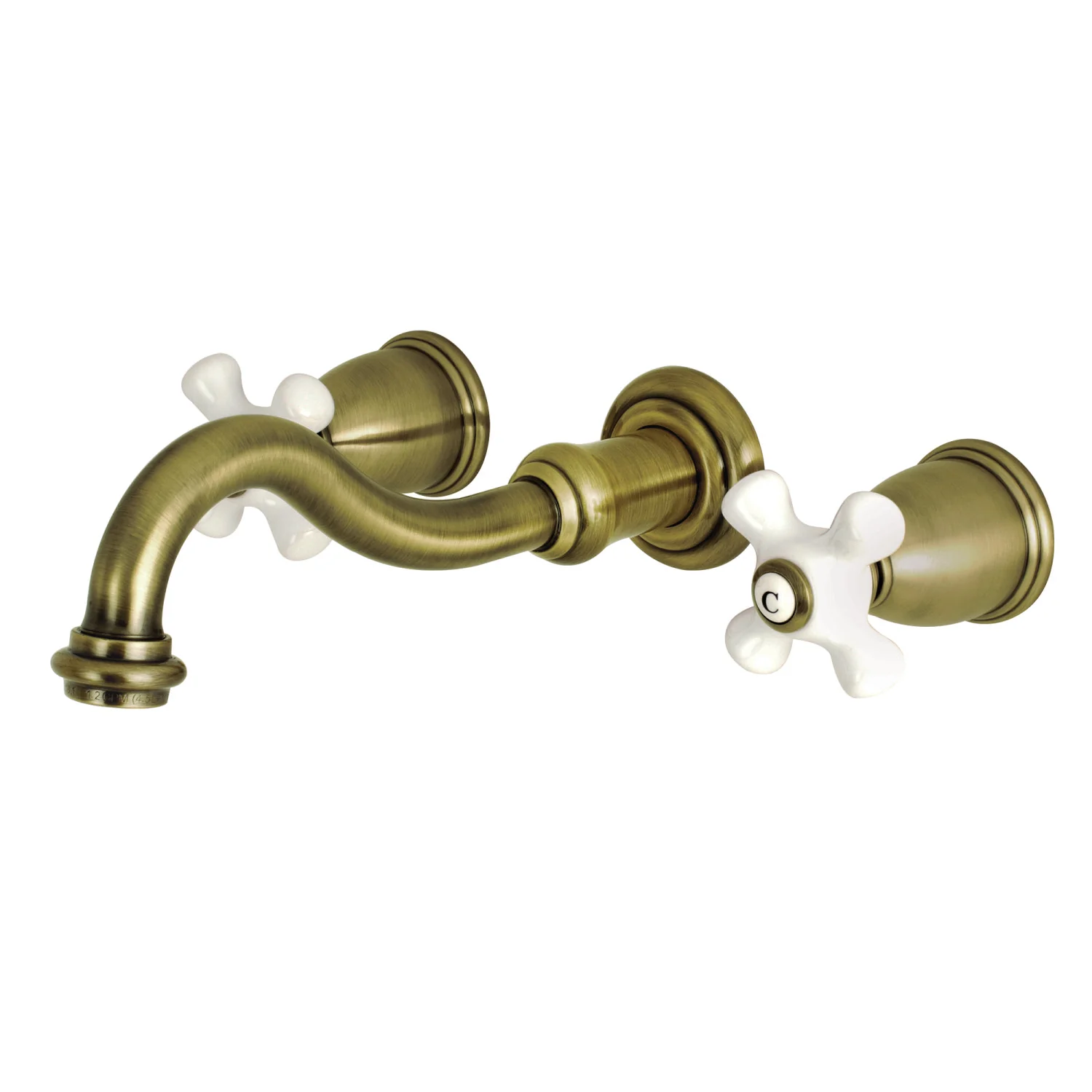 Kingston Heirloom KS3123PX - Vintage Double-Handle 3-Hole Wall Mount Bathroom Faucet, Antique Brass