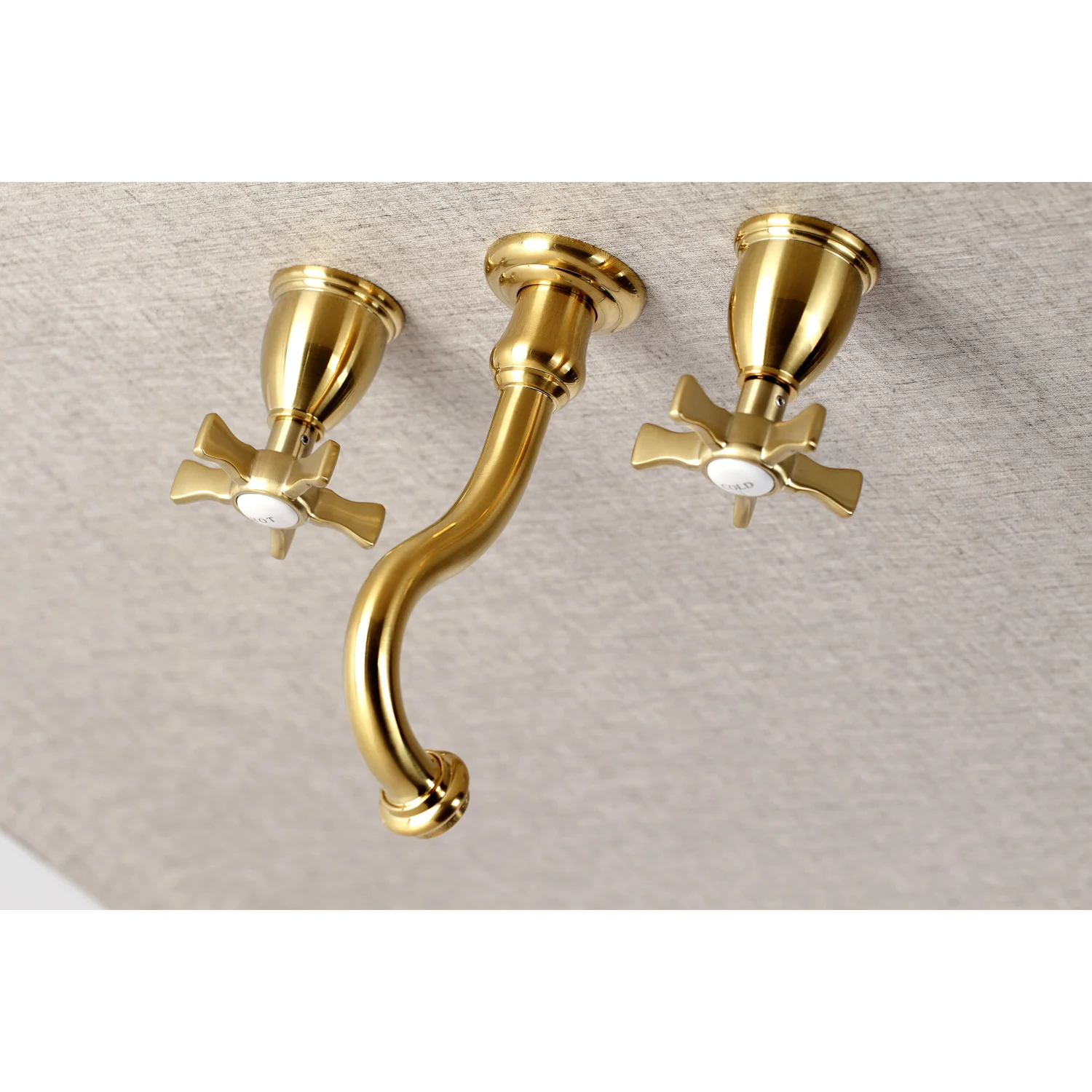 Kingston Heirloom KS3127NX - Hamilton Double-Handle 3-Hole Wall Mount Bathroom Faucet, Brushed Brass - Image 5