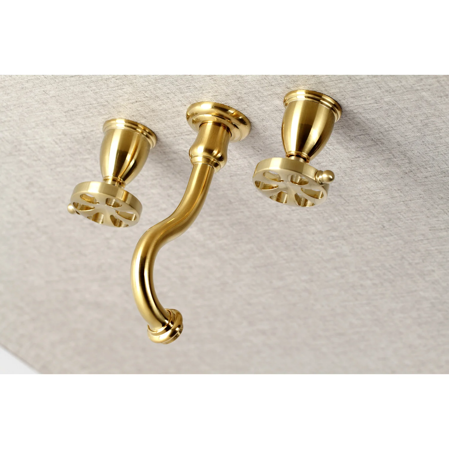 Kingston Tulare KS3127RX - Belknap Double-Handle 3-Hole Wall Mount Bathroom Faucet, Brushed Brass - Image 5