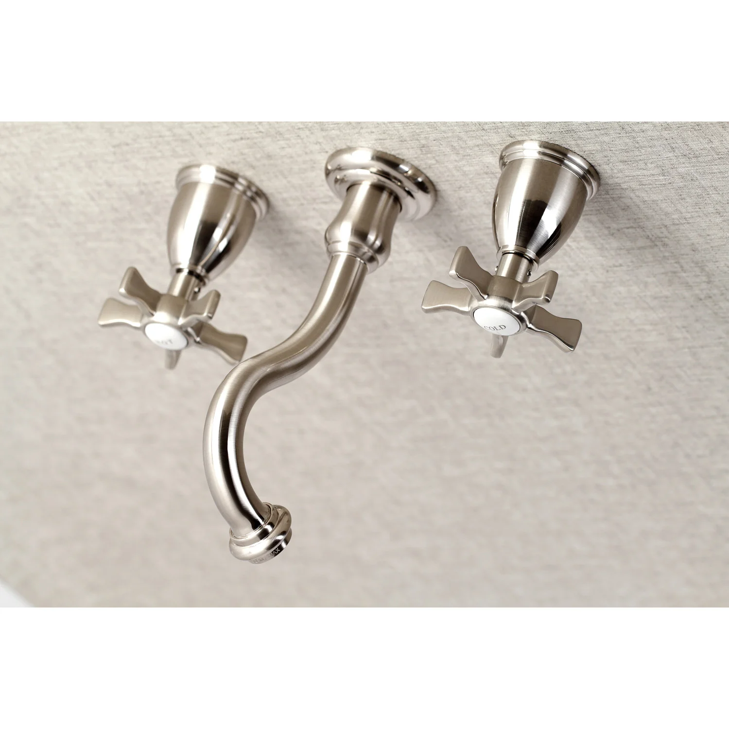 Kingston Heirloom KS3128NX - Hamilton Double-Handle 3-Hole Wall Mount Bathroom Faucet, Brushed Nickel - Image 5