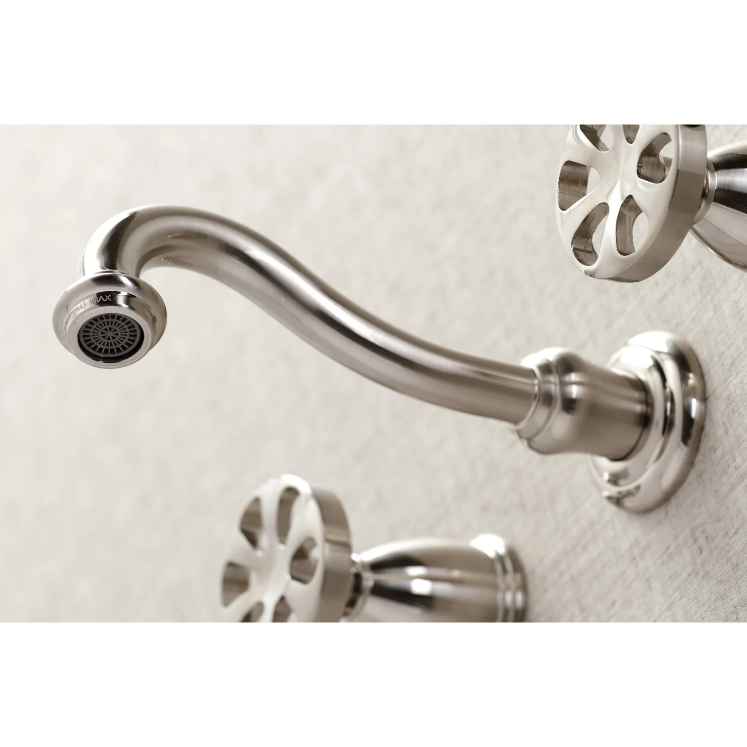 Kingston Tulare KS3128RX - Belknap Double-Handle 3-Hole Wall Mount Bathroom Faucet, Brushed Nickel - Image 3