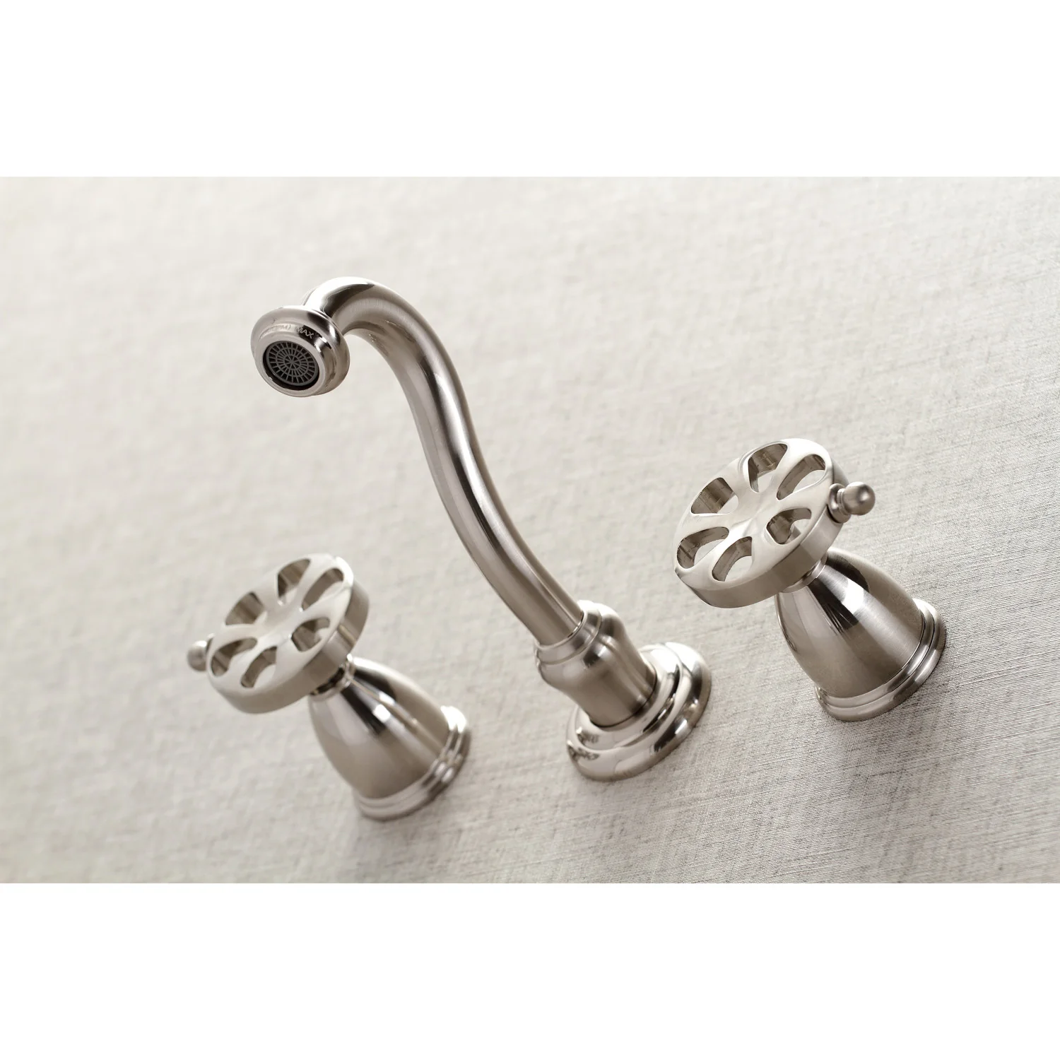 Kingston Tulare KS3128RX - Belknap Double-Handle 3-Hole Wall Mount Bathroom Faucet, Brushed Nickel - Image 4