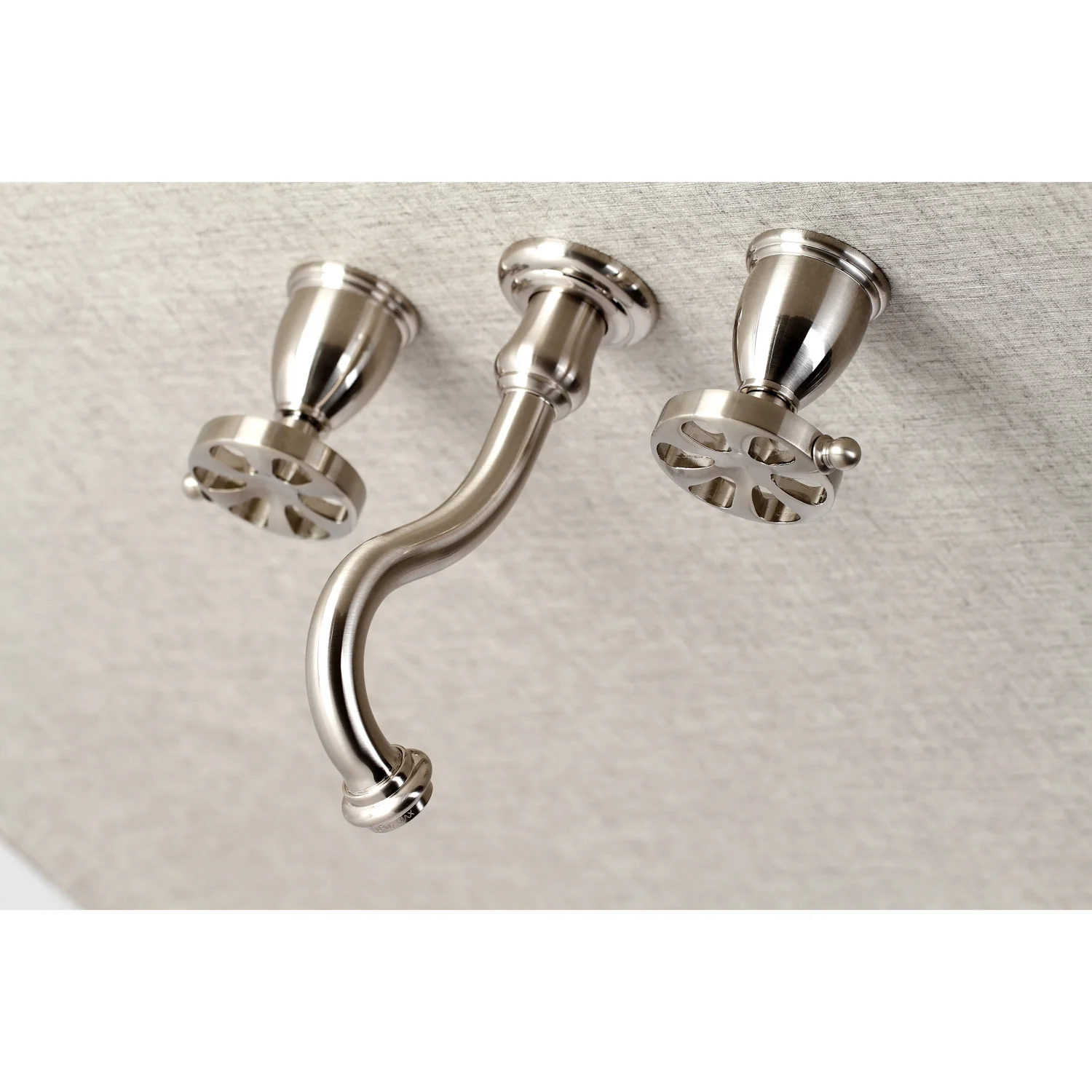 Kingston Tulare KS3128RX - Belknap Double-Handle 3-Hole Wall Mount Bathroom Faucet, Brushed Nickel - Image 5