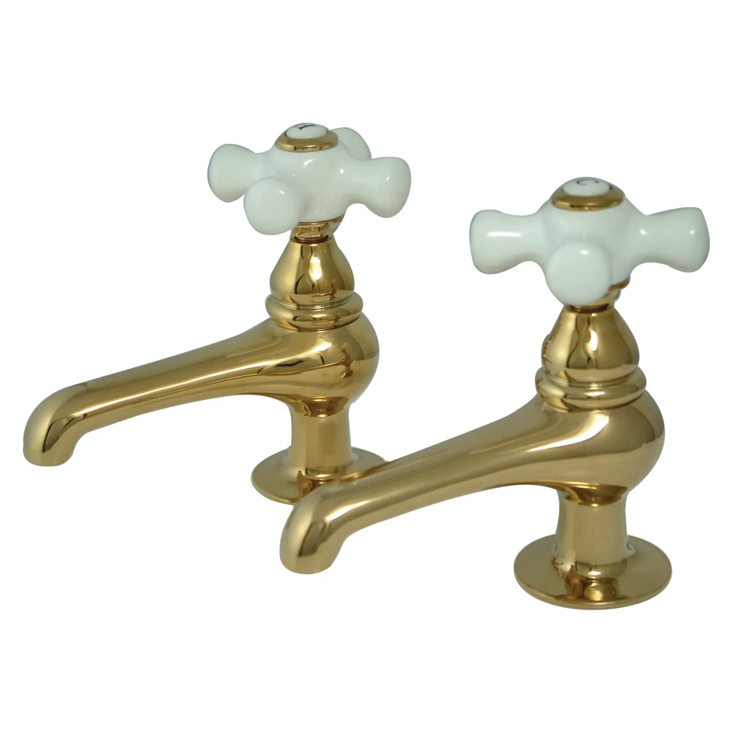 Kingston Heirloom KS3202PX - Restoration Two-Handle Deck Mount Basin Tap Faucet, Polished Brass