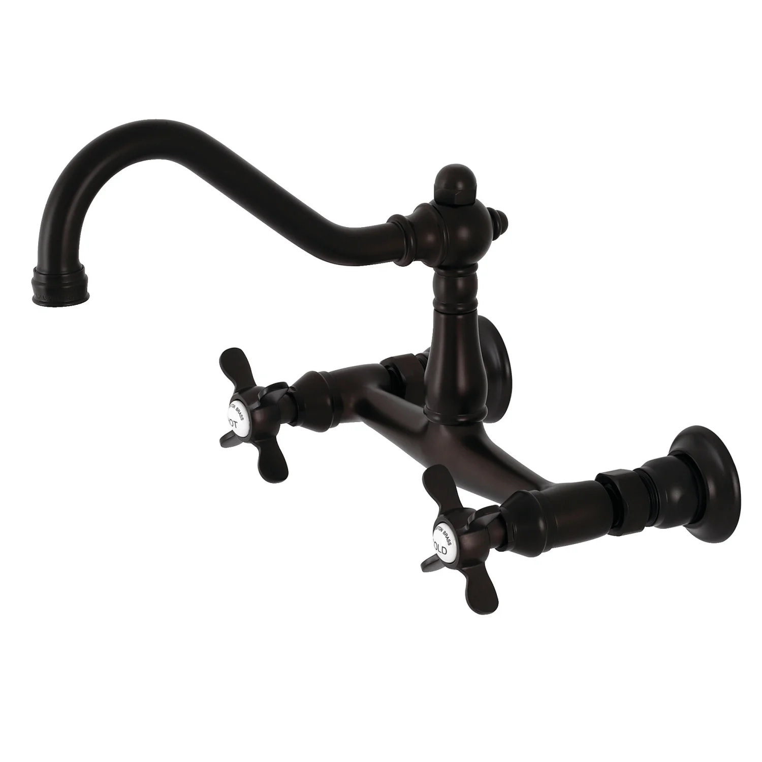 Kingston Heirloom KS3245BEX - Essex Double-Handle 2-Hole Wall Mount Bathroom Faucet, Oil Rubbed Bronze