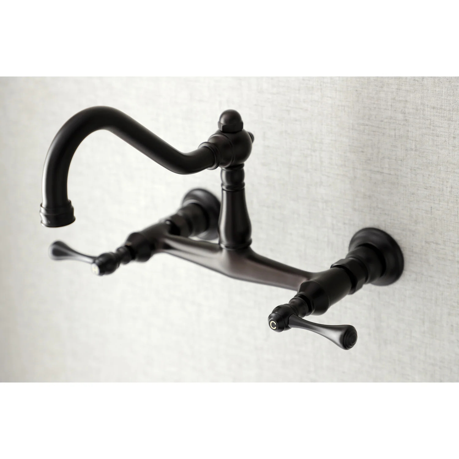 Kingston Heirloom KS3245BL - Vintage Double-Handle 2-Hole Wall Mount Bathroom Faucet, Oil Rubbed Bronze - Image 2
