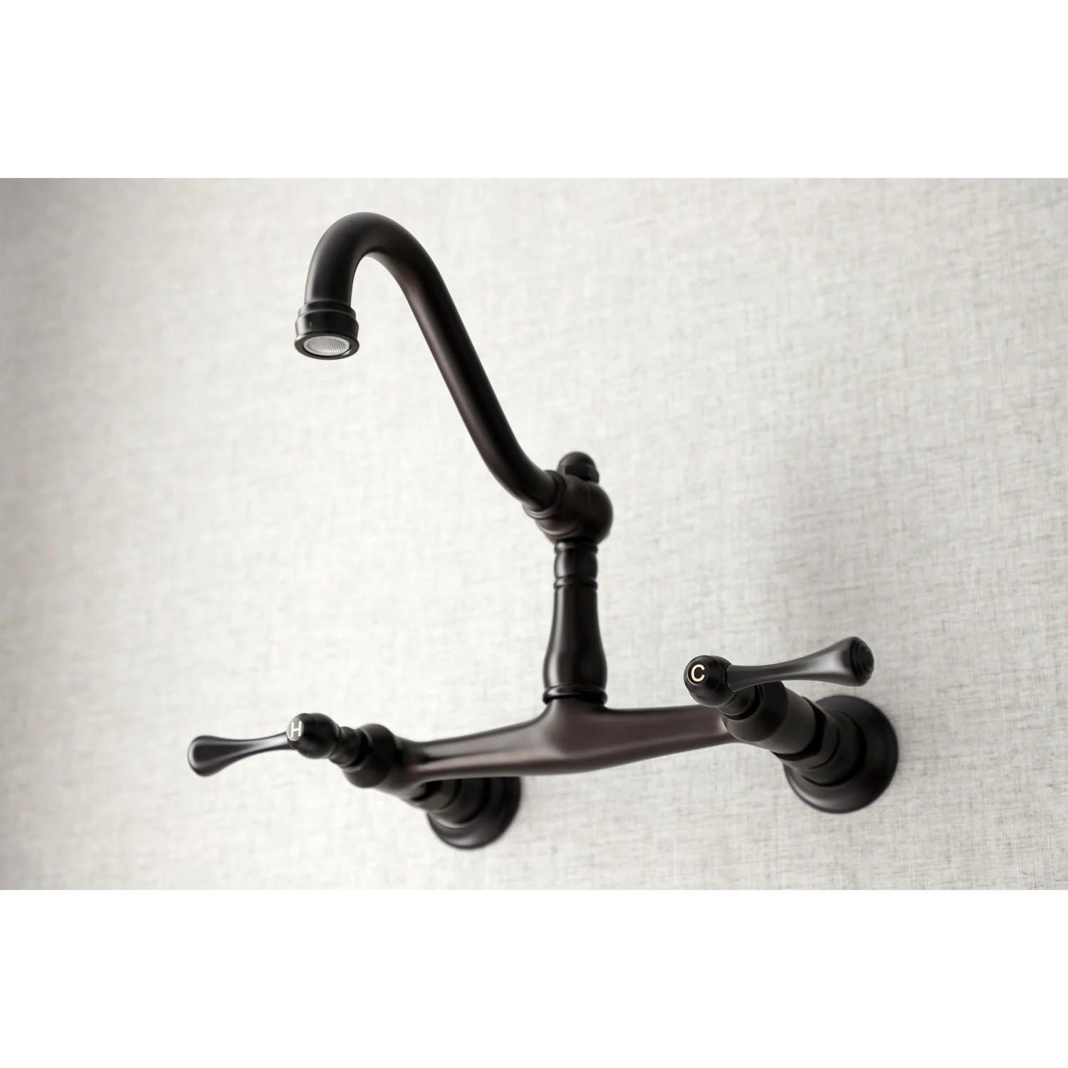 Kingston Heirloom KS3245BL - Vintage Double-Handle 2-Hole Wall Mount Bathroom Faucet, Oil Rubbed Bronze - Image 3