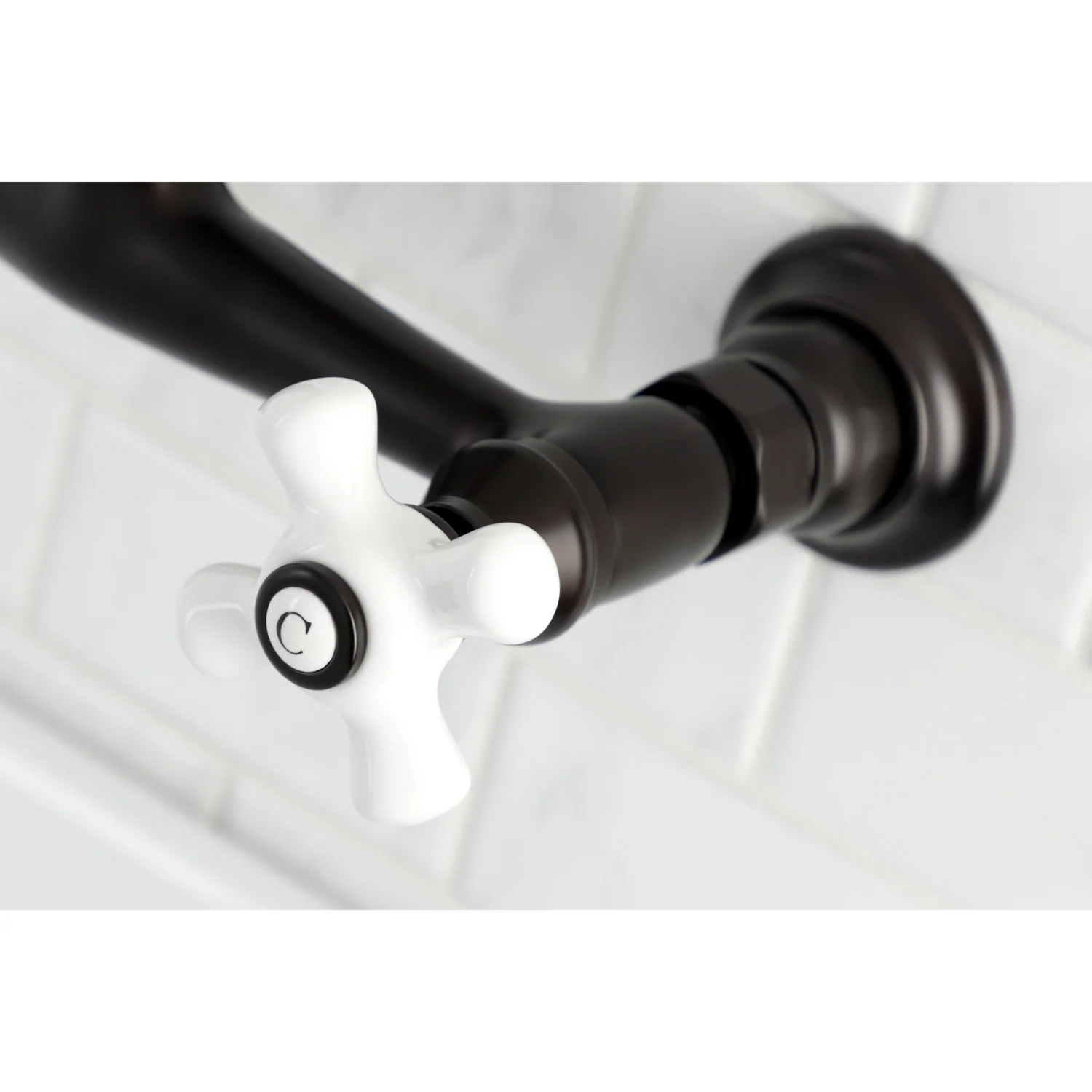 Kingston Heirloom KS3245PX - Vintage Double-Handle 2-Hole Wall Mount Bathroom Faucet, Oil Rubbed Bronze - Image 4