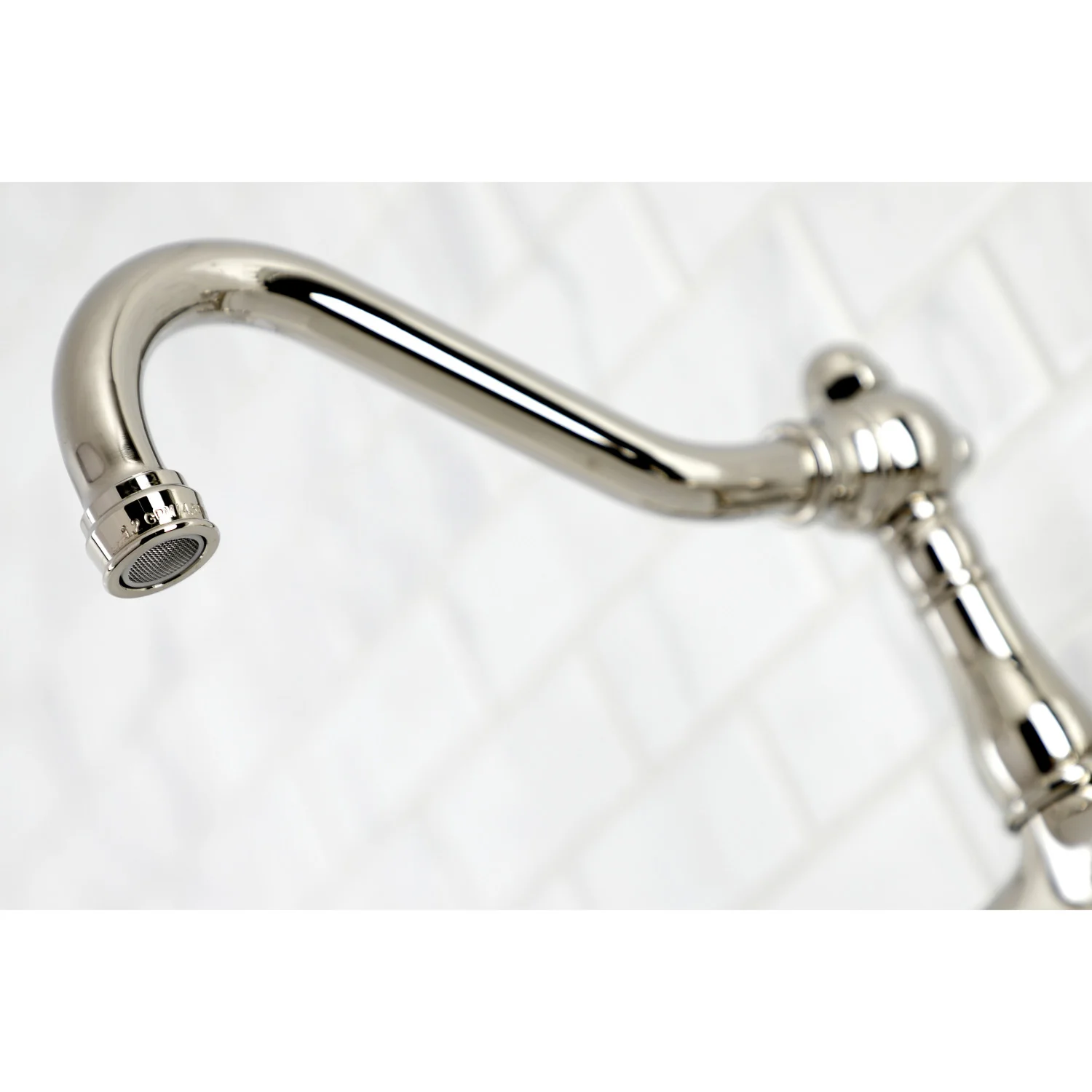 Kingston Heirloom KS3246PX - Vintage Double-Handle 2-Hole Wall Mount Bathroom Faucet, Polished Nickel - Image 4