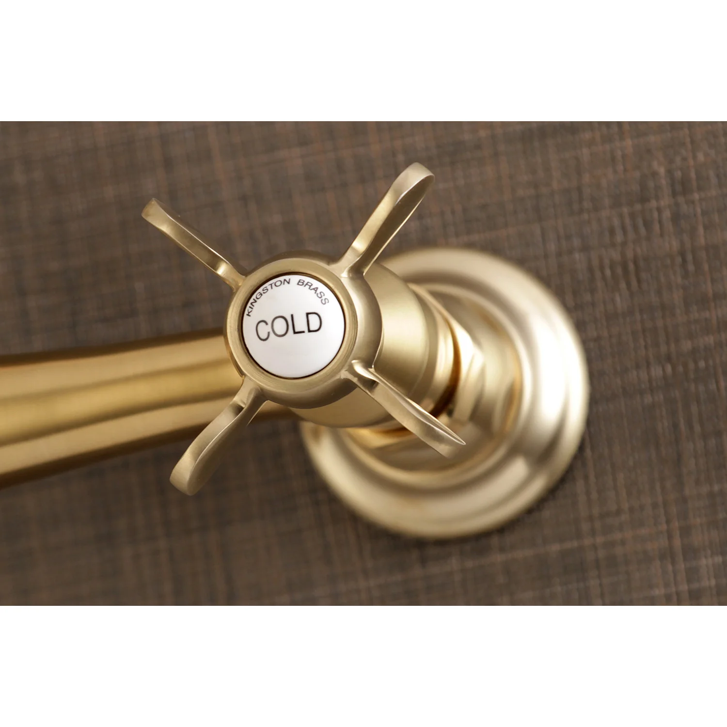 Kingston Heirloom KS3247BEX - Essex Double-Handle 2-Hole Wall Mount Bathroom Faucet, Brushed Brass - Image 2