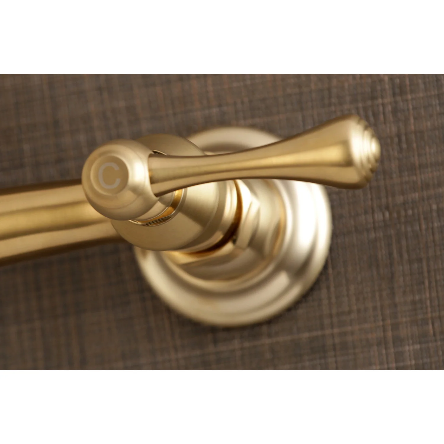 Kingston Heirloom KS3247BL - Vintage Double-Handle 2-Hole Wall Mount Bathroom Faucet, Brushed Brass - Image 2