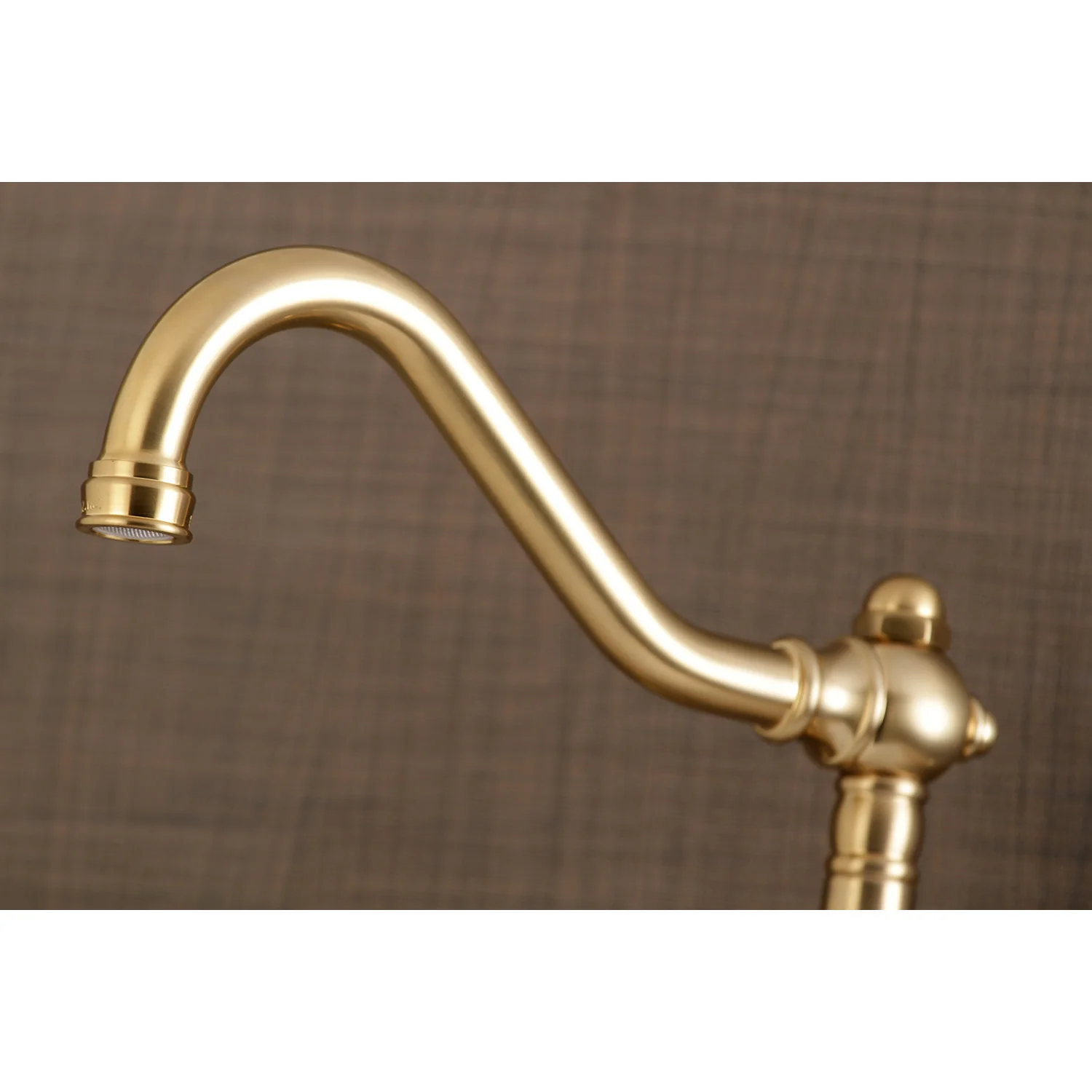Kingston Heirloom KS3247BL - Vintage Double-Handle 2-Hole Wall Mount Bathroom Faucet, Brushed Brass - Image 4