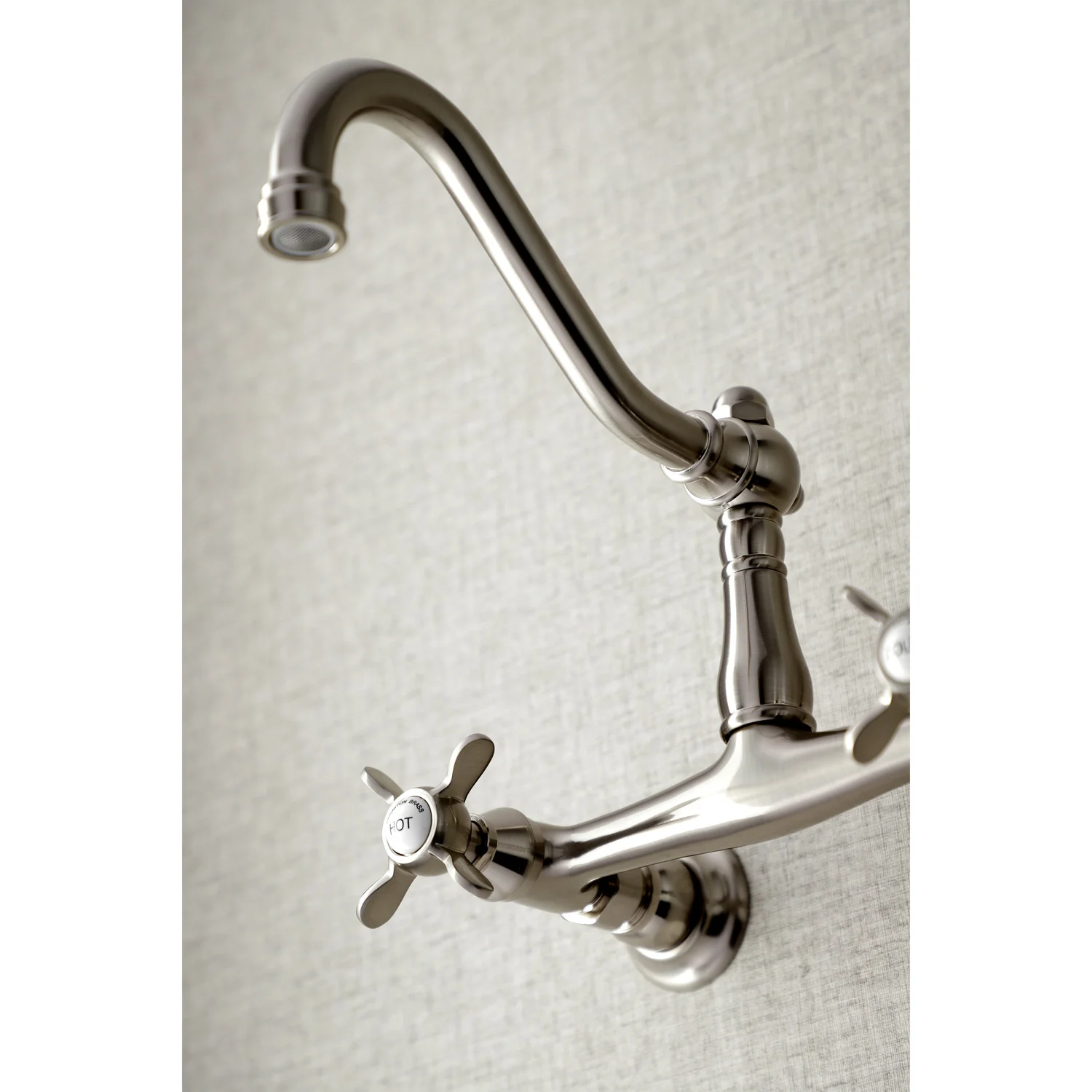 Kingston Heirloom KS3248BEX - Essex Double-Handle 2-Hole Wall Mount Bathroom Faucet, Brushed Nickel - Image 4