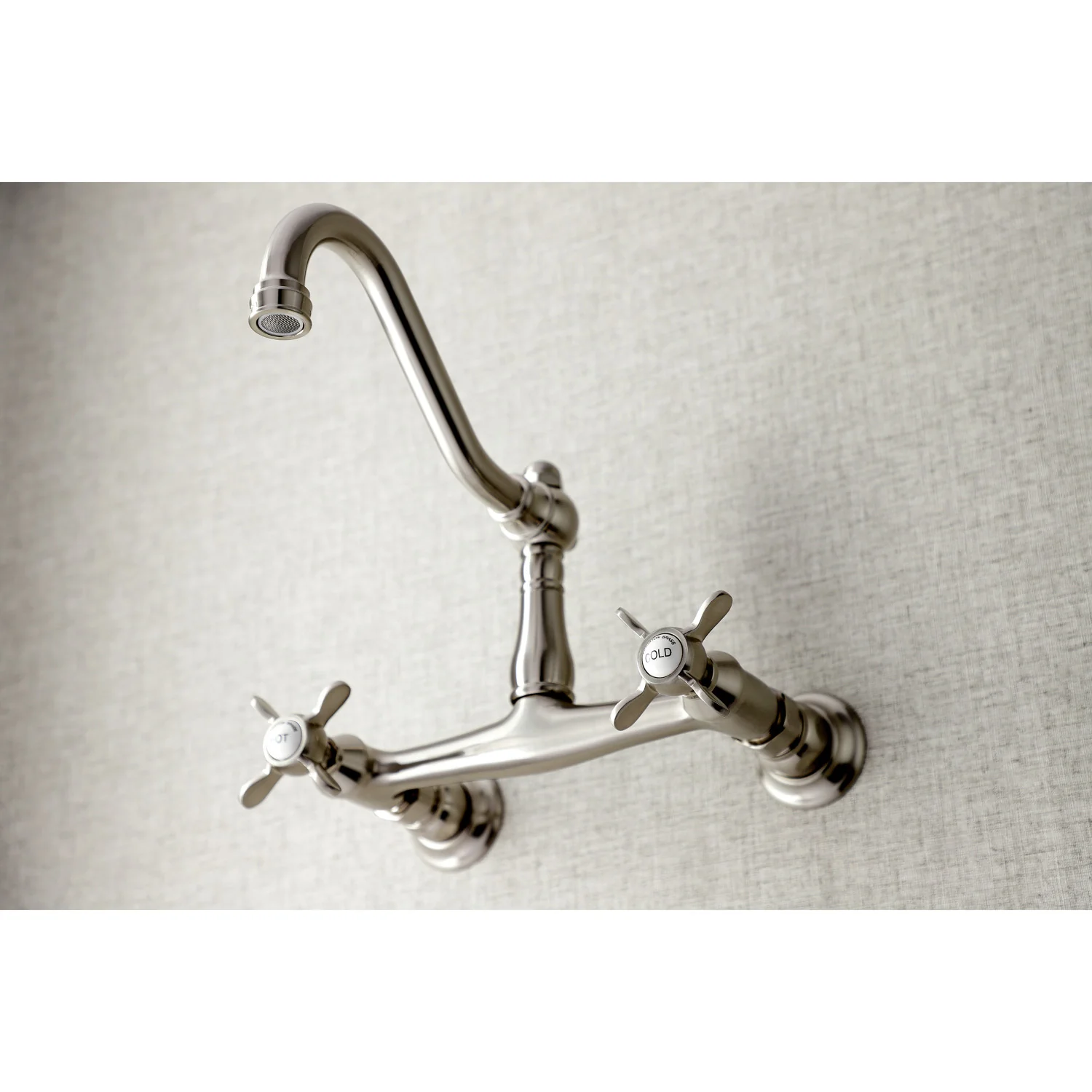 Kingston Heirloom KS3248BEX - Essex Double-Handle 2-Hole Wall Mount Bathroom Faucet, Brushed Nickel - Image 5