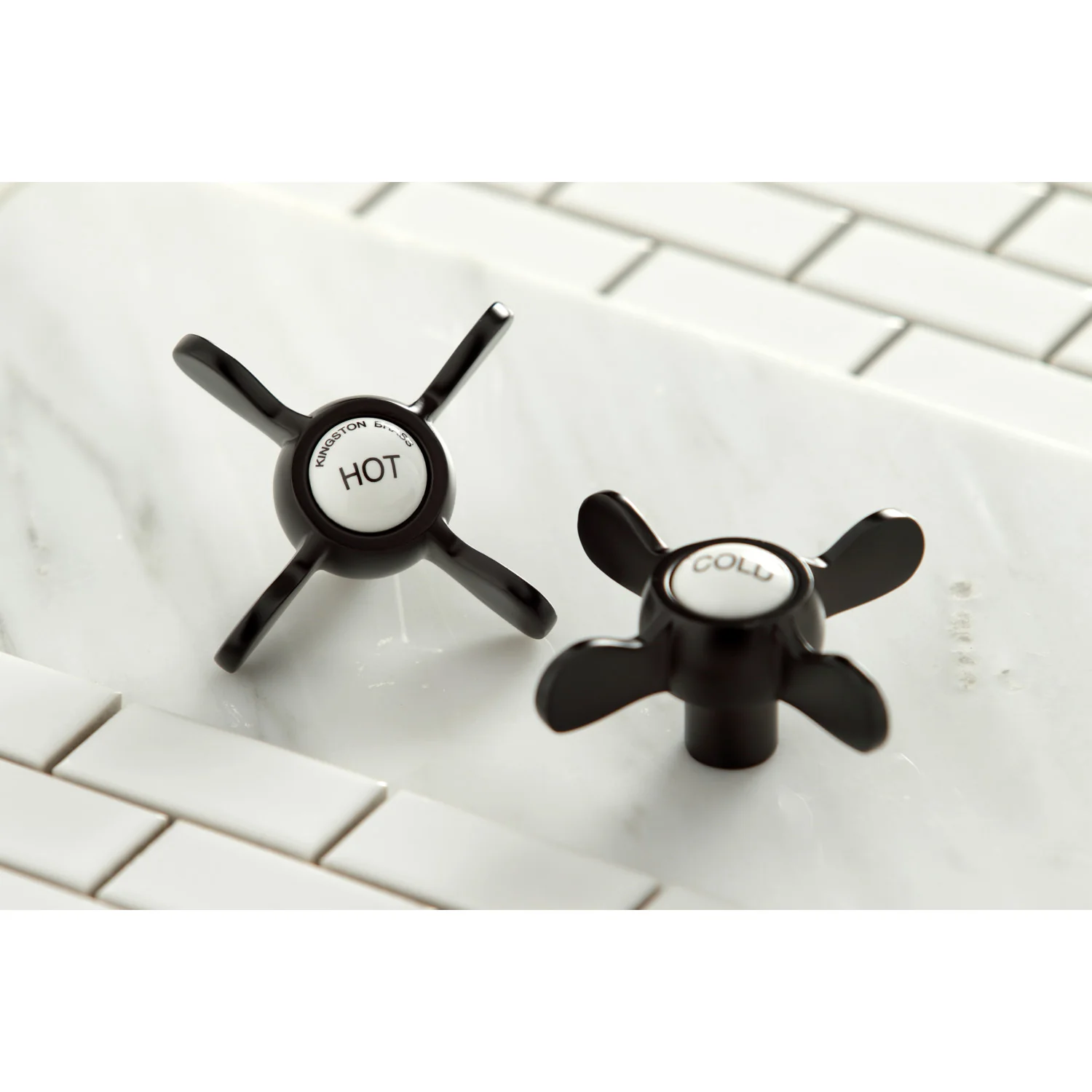 Kingston Heirloom KS3255BEX - Vintage Two-Handle 2-Hole Wall Mount Bridge Kitchen Faucet, Oil Rubbed Bronze - Image 3