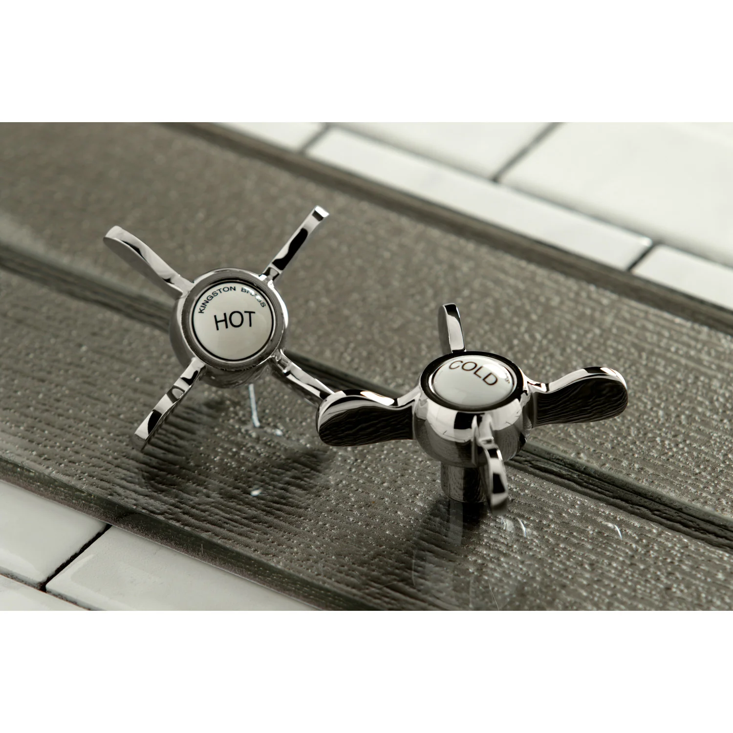 Kingston Heirloom KS3256BEX - Vintage Two-Handle 2-Hole Wall Mount Bridge Kitchen Faucet, Polished Nickel - Image 3