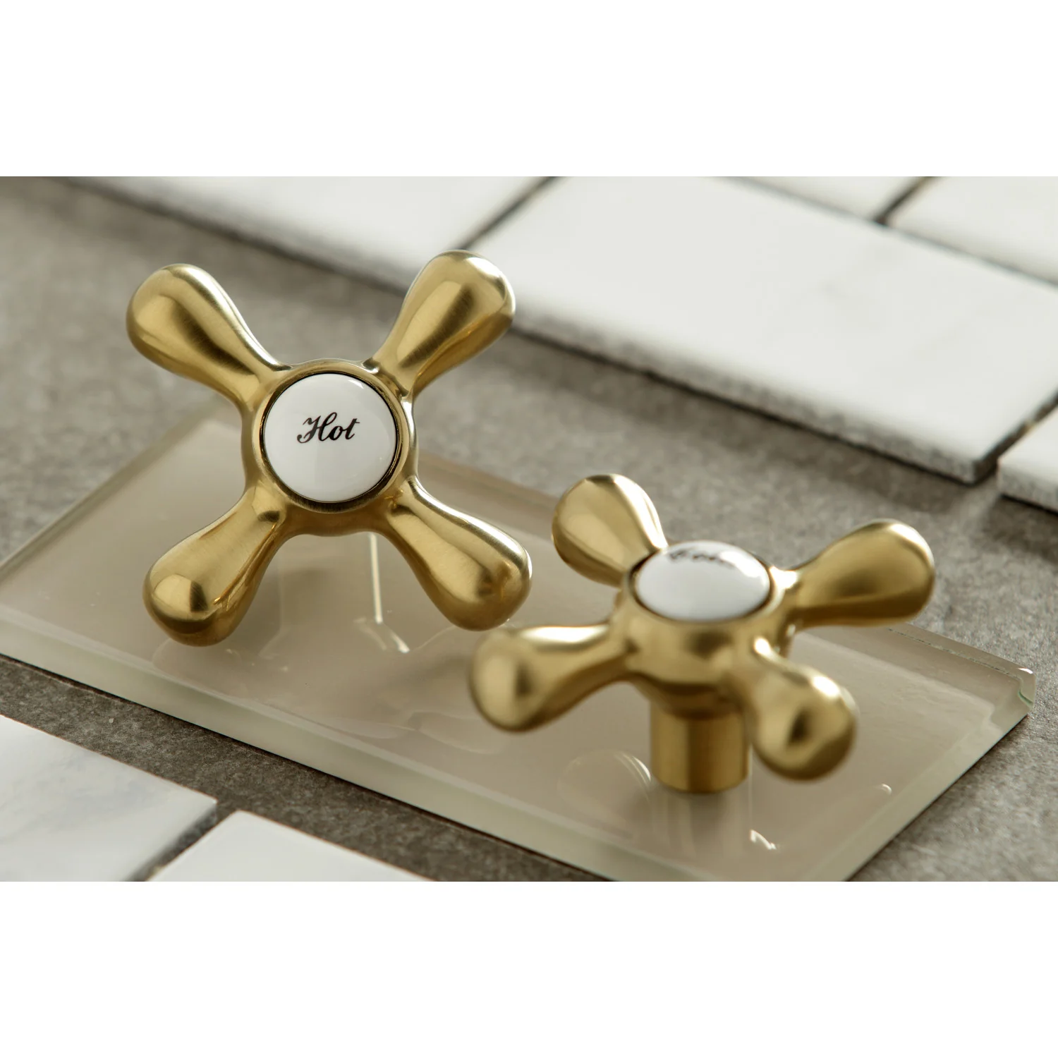 Kingston Heirloom KS3257AX - Vintage Two-Handle 2-Hole Wall Mount Bridge Kitchen Faucet, Brushed Brass - Image 3