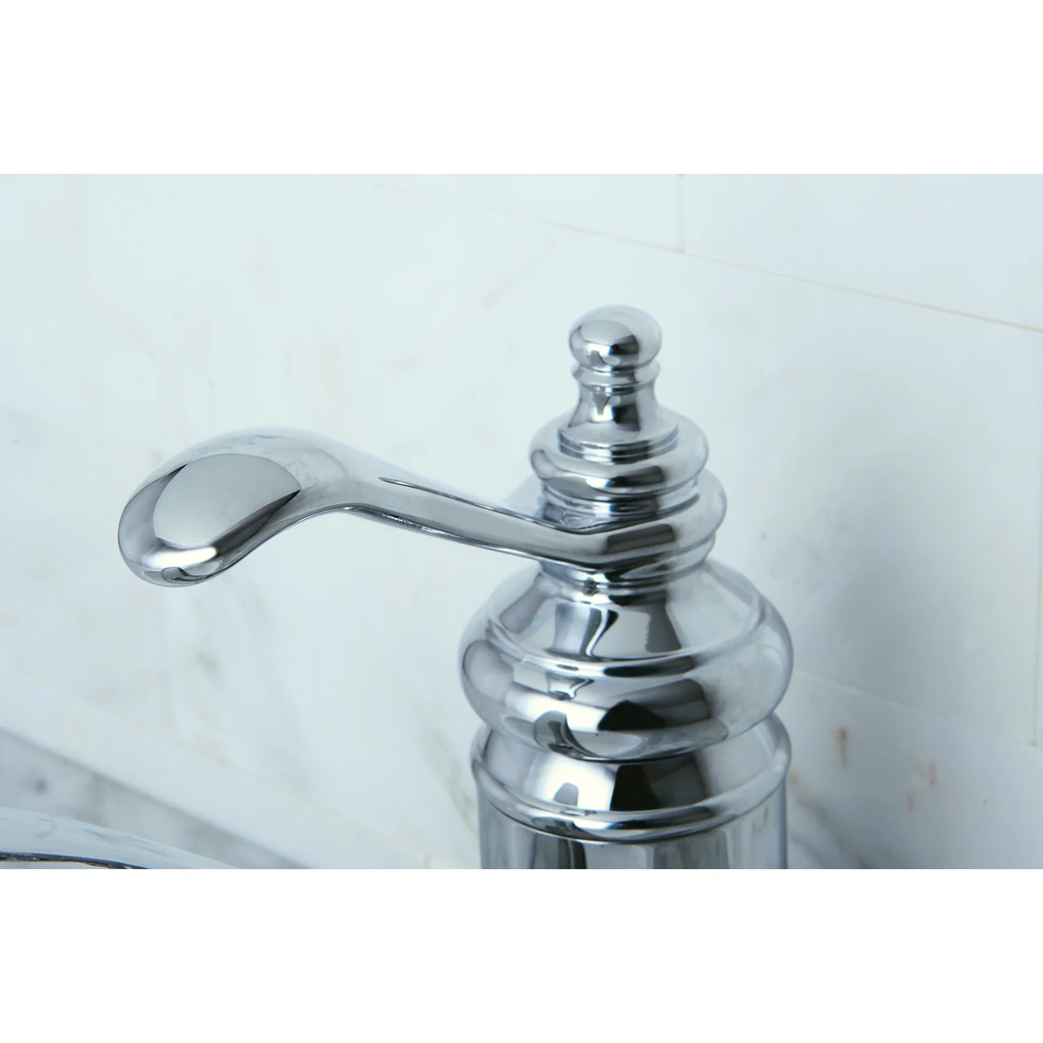 Kingston Heirloom KS3401TL - Templeton One-Handle 1-Hole Bathroom Faucet with Deck Plate and Push Pop-Up Drain, Polished Chrome - Image 3