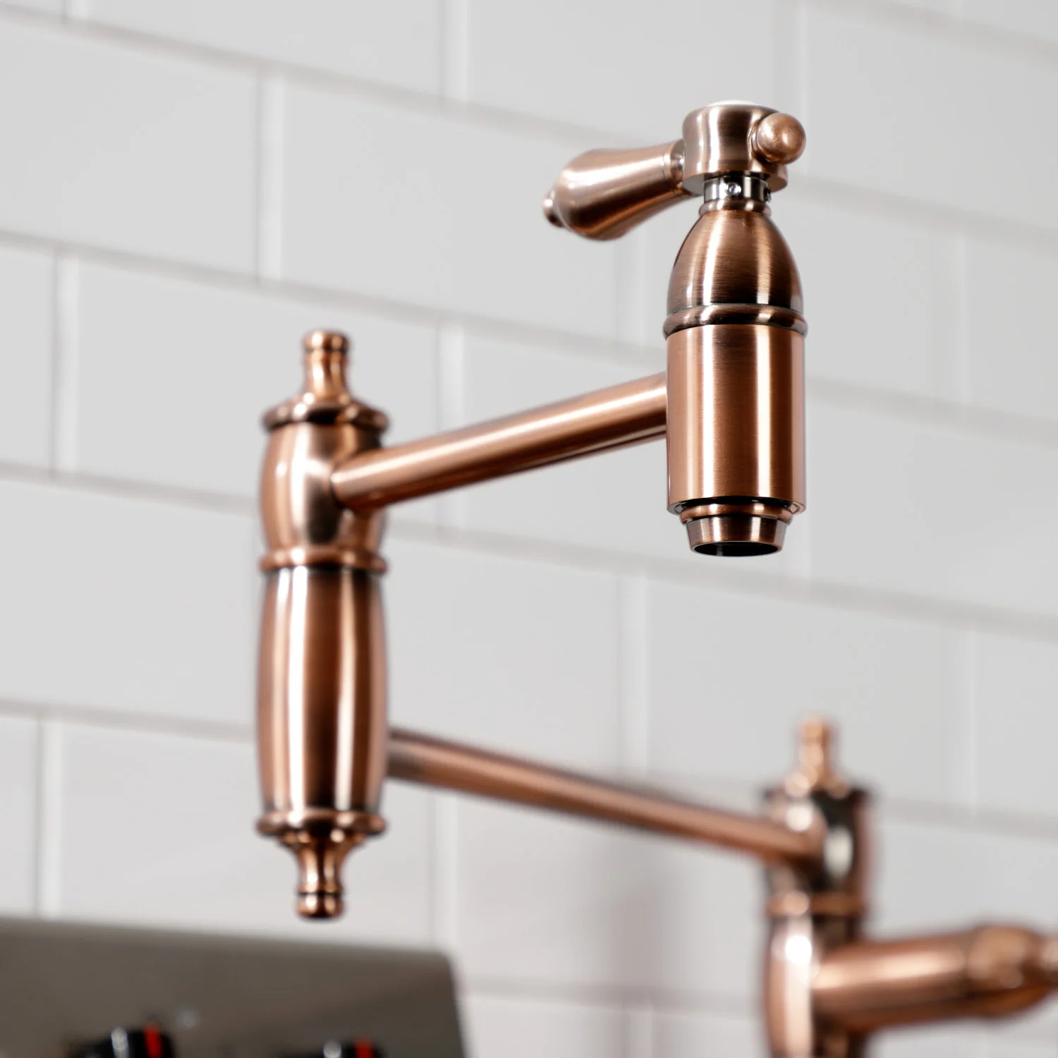 Kingston Heirloom KS370BALAC - Heirloom Two-Handle 1-Hole Deck Mount Pot Filler Faucet, Antique Copper - Image 5