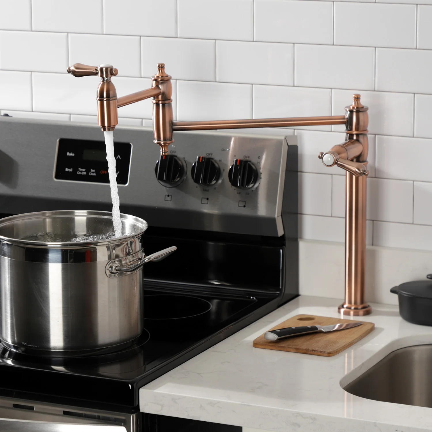Kingston Heirloom KS370BALAC - Heirloom Two-Handle 1-Hole Deck Mount Pot Filler Faucet, Antique Copper - Image 7